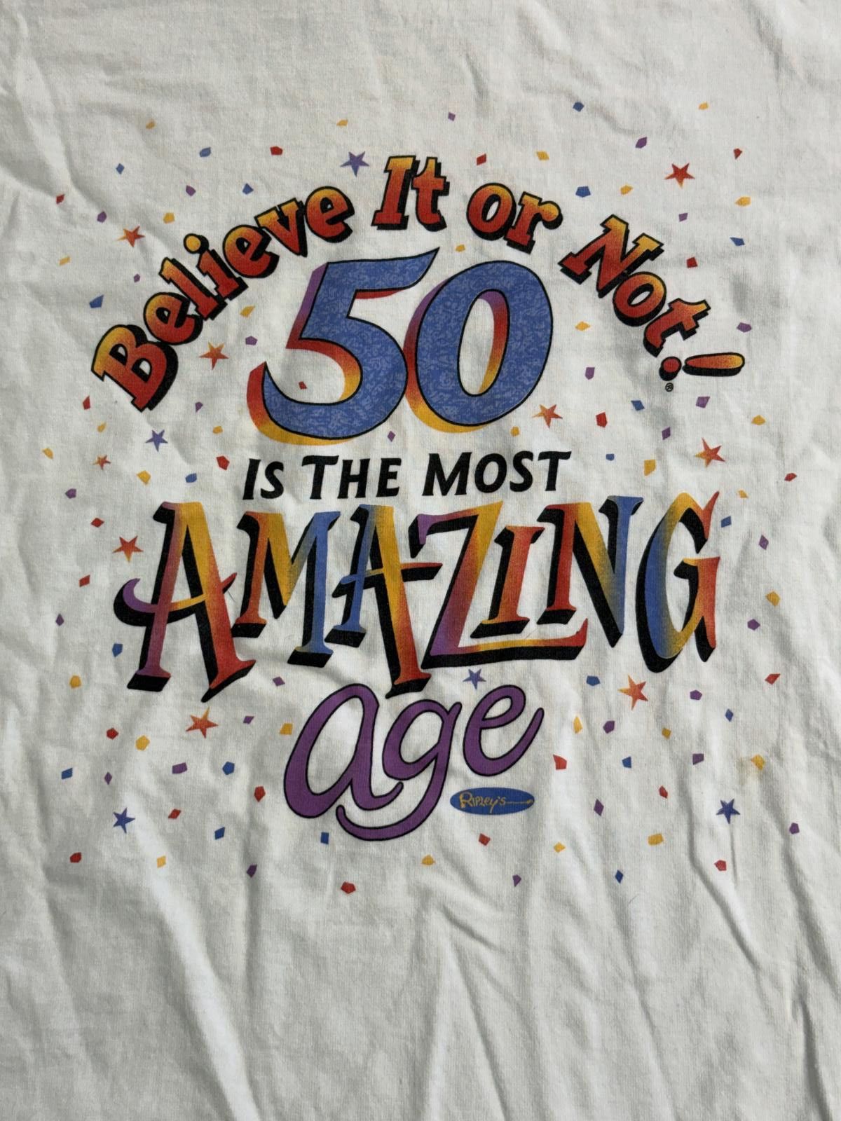 Fruit Of The Loom Vintage Happy 50th Birthday T-shirt Ripley's Believe It XL Size US XL / EU 56 / 4 - 4 Thumbnail