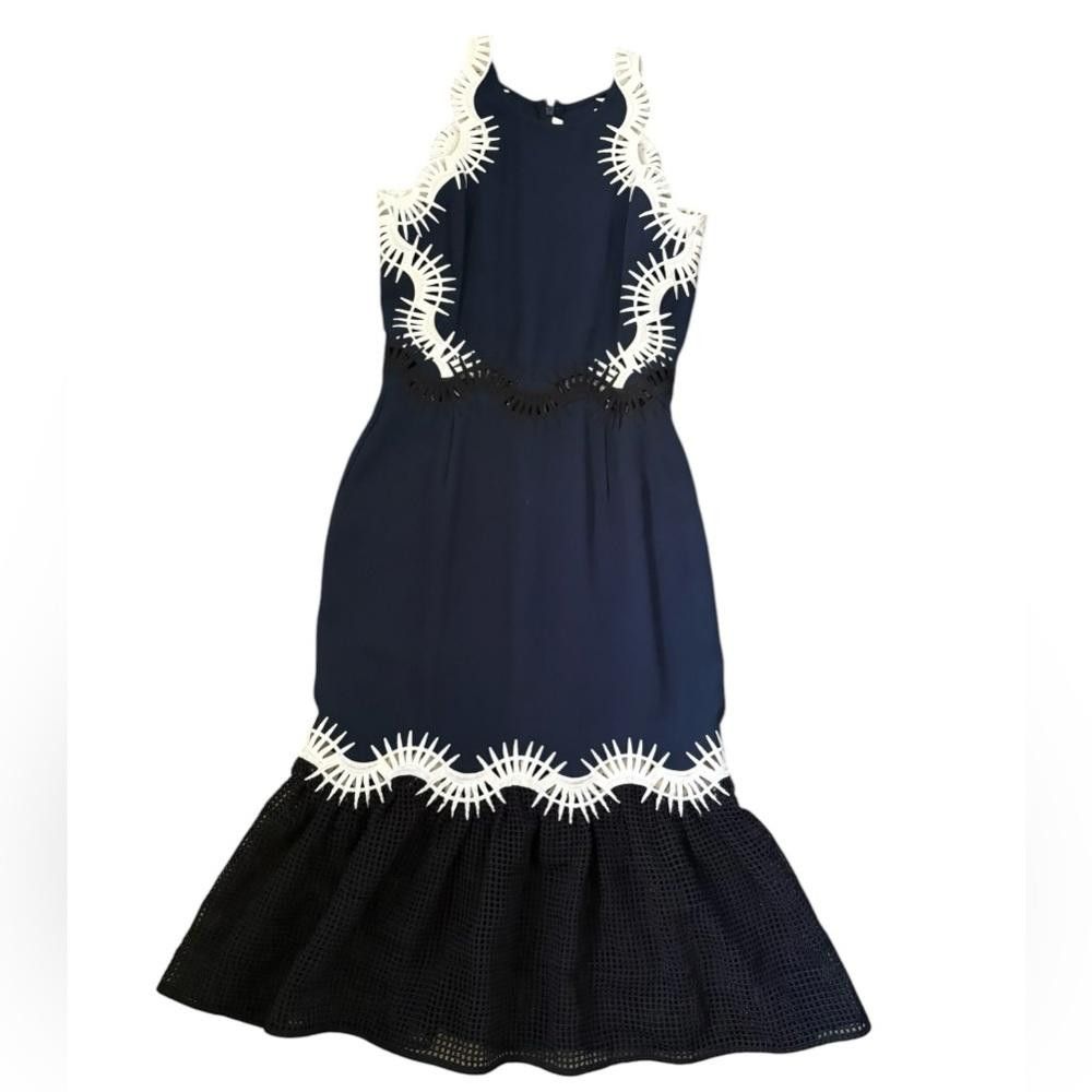 Jonathan Simkhai Jonathan Simkhai Embroidered Navy Mesh Midi Dress Size 6 Size M / US 6-8 / IT 42-44 - 8 Thumbnail