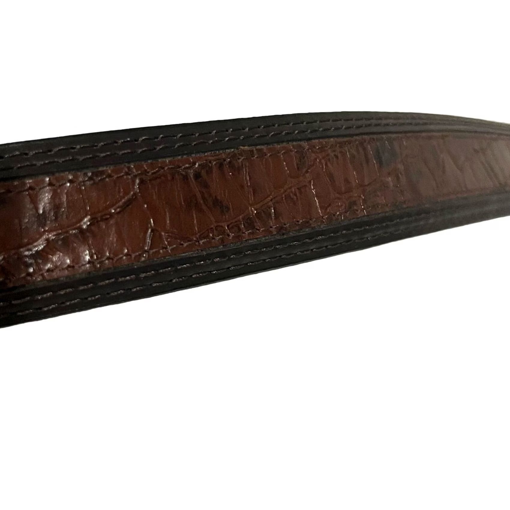 Vintage Scandia woods Belt Men 2XL Big & Tall Brown Leather Crocodile Texture Size ONE SIZE - 4 Thumbnail