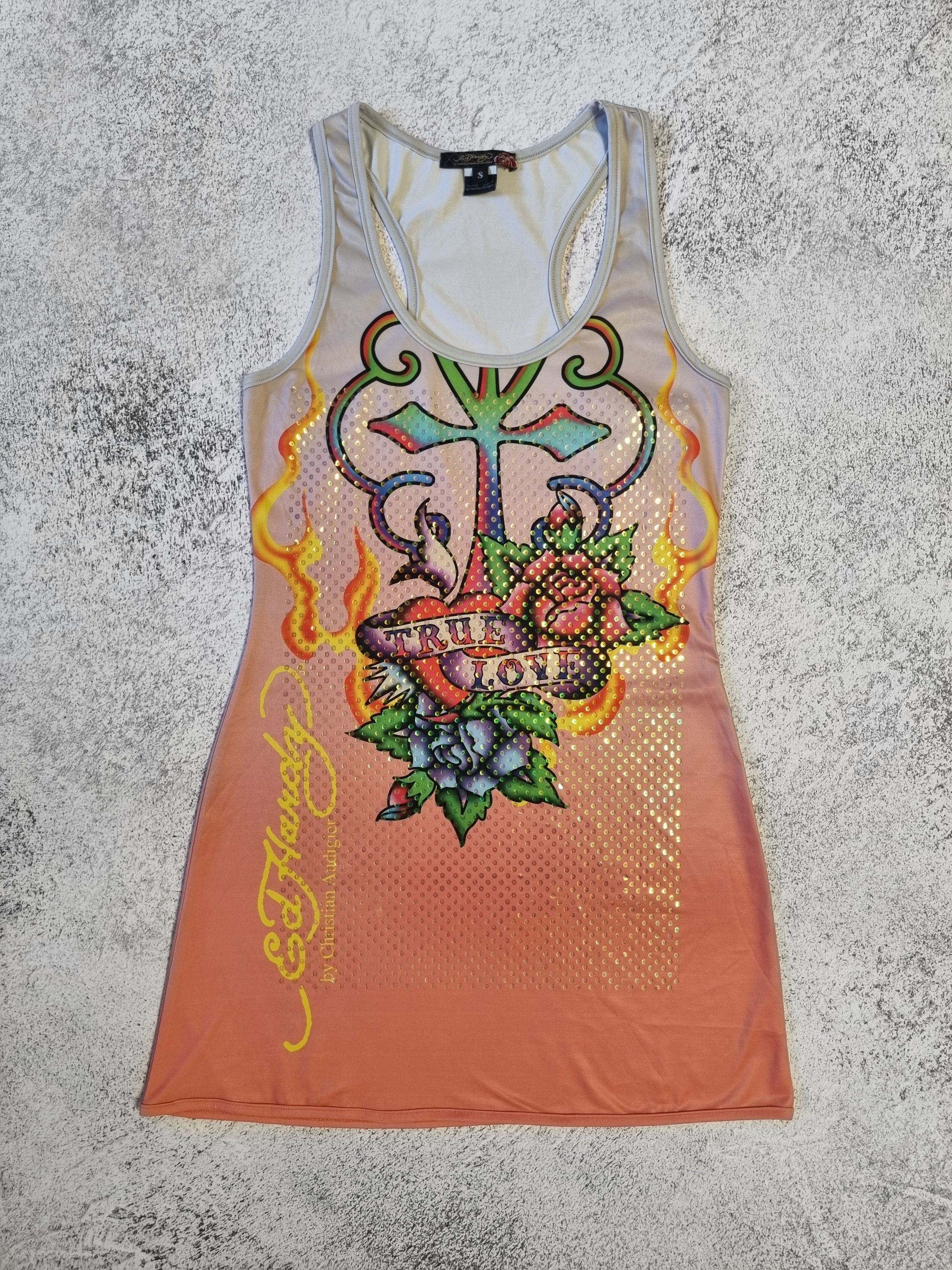 Christian Audigier × Ed Hardy × Vintage Vintage Ed Hardy True Love Y2K Mini Dress Size S / US 4 / IT 40 - 1 Thumbnail