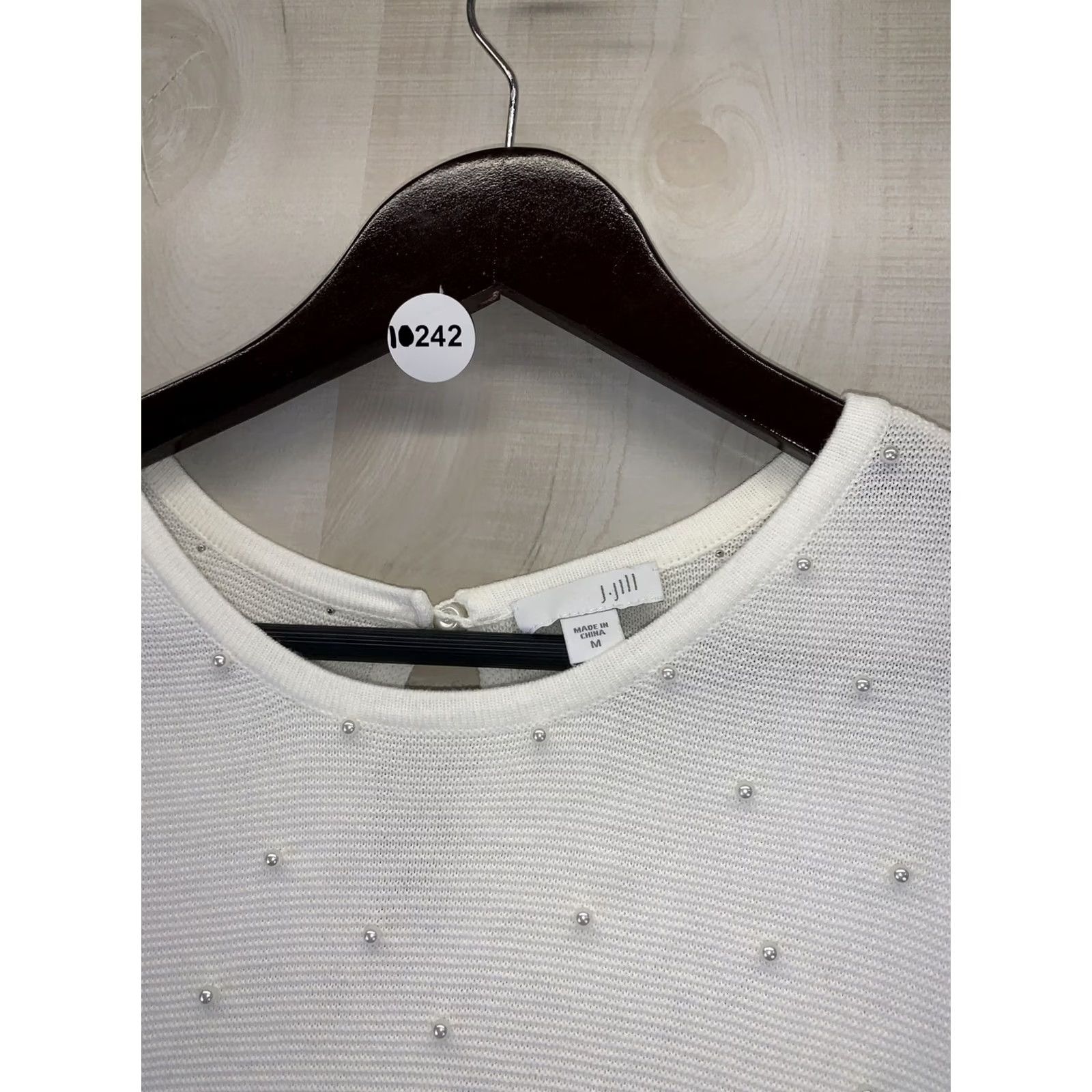 Vintage VINTAGE J Jill Ivory Pearl Studded Knit Tunic Top Womens Medium-10242 Size M / US 6-8 / IT 42-44 - 2 Thumbnail