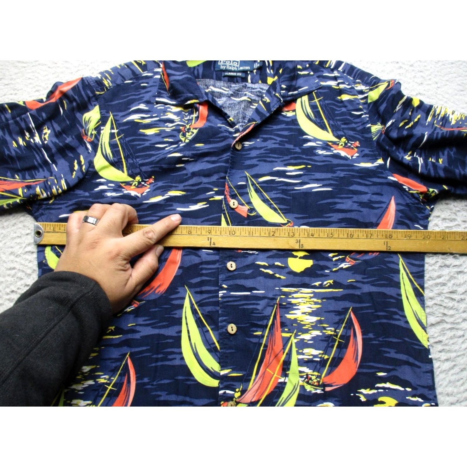 Polo Ralph Lauren VINTAGE Polo Ralph Lauren Hawaiian Shirt Mens S Sailboat Loop Collar Camp Button Size US S / EU 44-46 / 1 - 7 Thumbnail