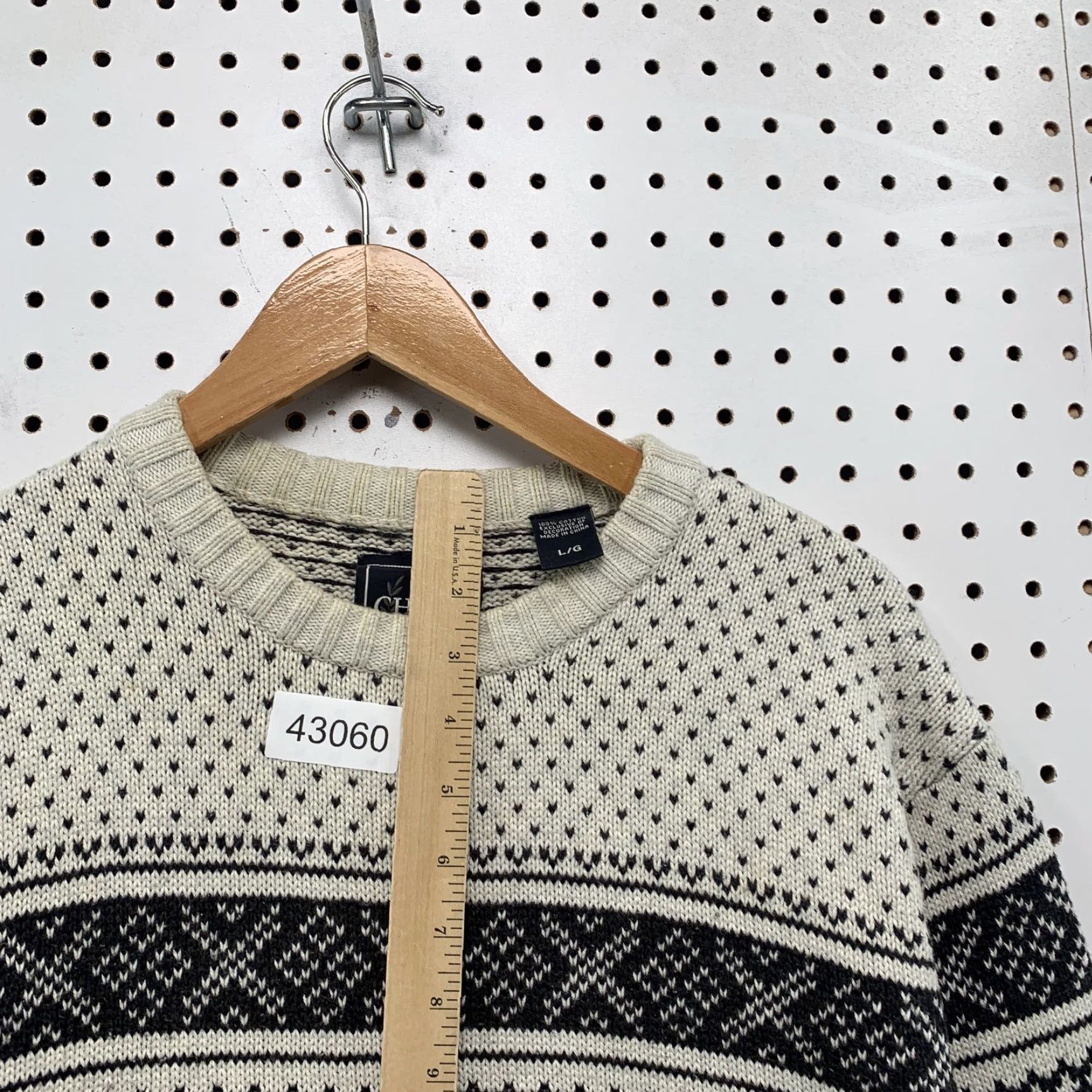 Chaps Chaps Graphic Print Knit Sweater Mens Large Beige Crewneck Pullover Size US L / EU 52-54 / 3 - 4 Thumbnail