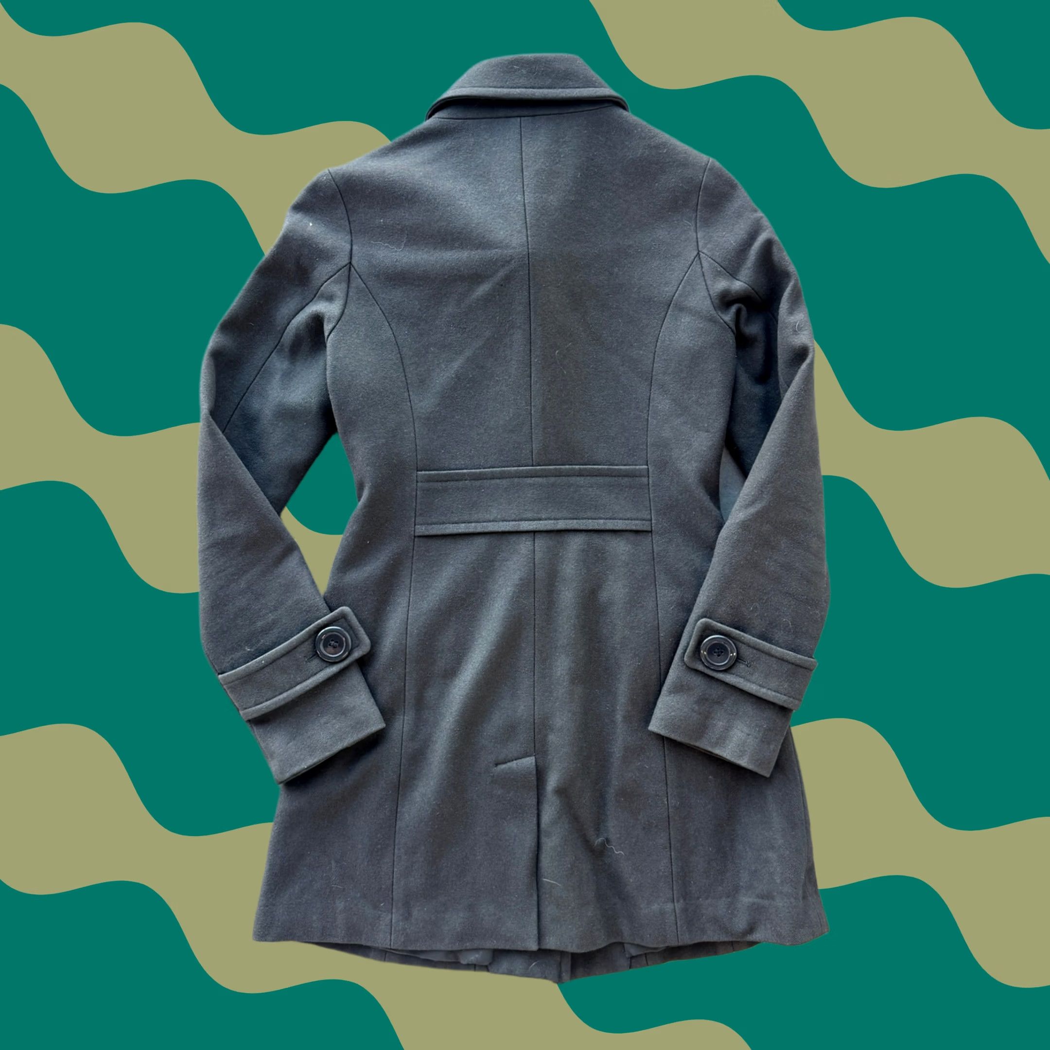 Olive VINTAGE Adriana Olive Dark Green Button Up Peacoat Jacket Women XS Small Wool Green 20+ Years Womens Size XS / US 0-2 / IT 36-38 - 1 Thumbnail