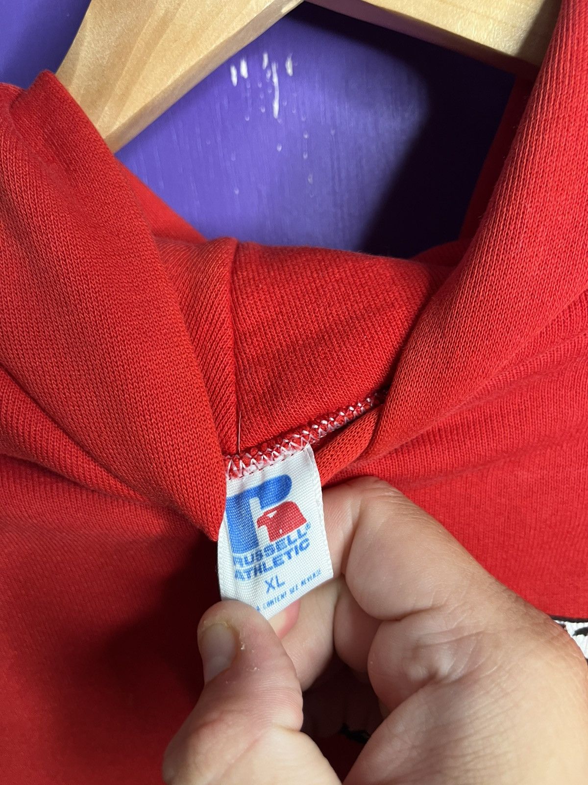 Russell Athletic × Vintage Vintage 80s Russell Wisconsin badgers logo hoodie Size US XL / EU 56 / 4 - 4 Thumbnail