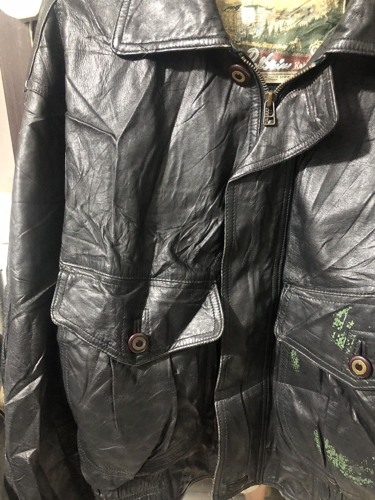 Vintage VINTAGE BLACK LEATHER JACKET PERL STEIN Size US M / EU 48-50 / 2 - 3 Thumbnail