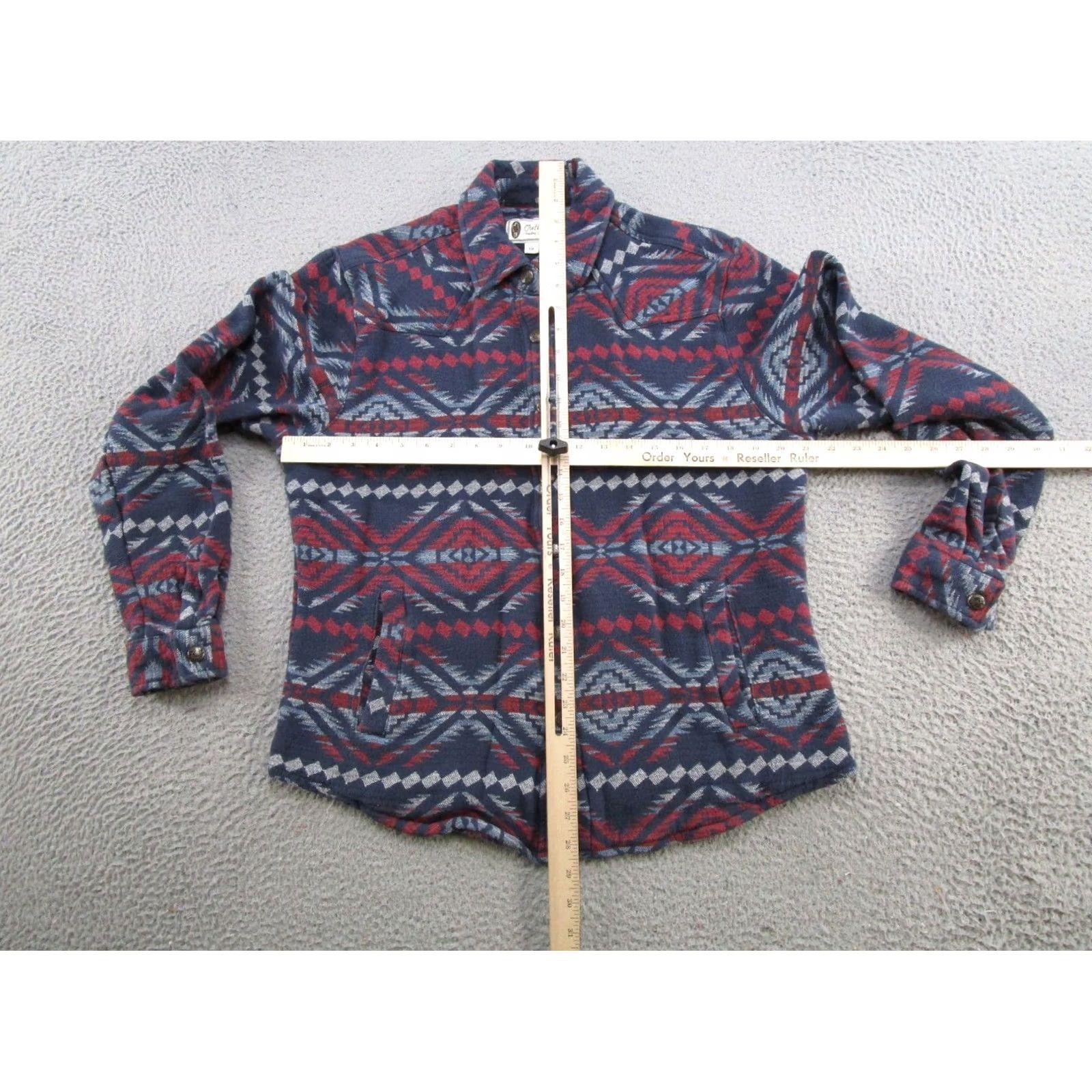 CO Outback Trading Co Brianna Aztec Southwestern Cotton Shacket Jacket Shirt L Multicolor Geometric Denim? Size L / US 10 / IT 46 - 4 Thumbnail