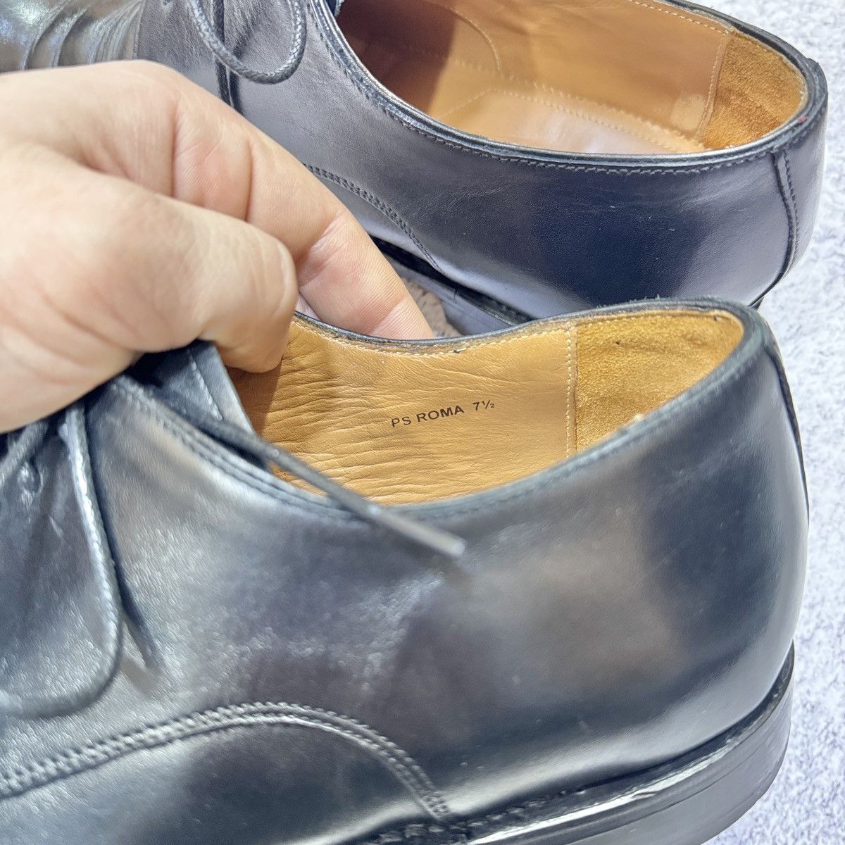Handmade Prime Shoes Black Welted Leather Derbies US8.5 UK7.5 EU41.5 Size US 8.5 / EU 41-42 - 13 Thumbnail