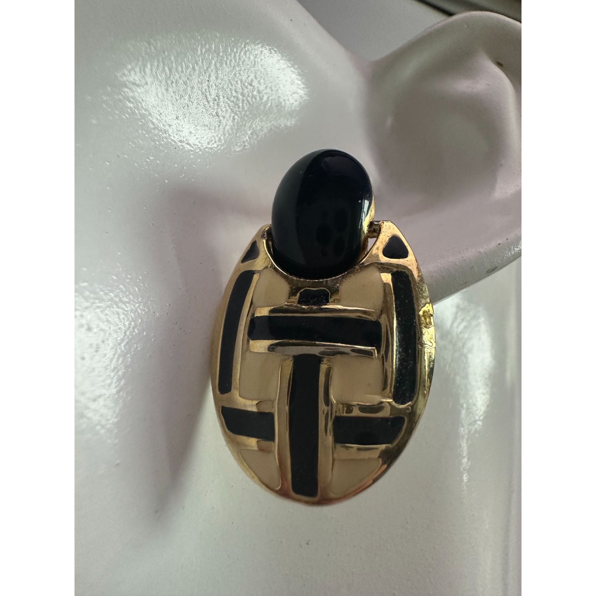 Other Women's Round Gold tone Dangle Earrings with Navy blue and W Size ONE SIZE - 10 Thumbnail