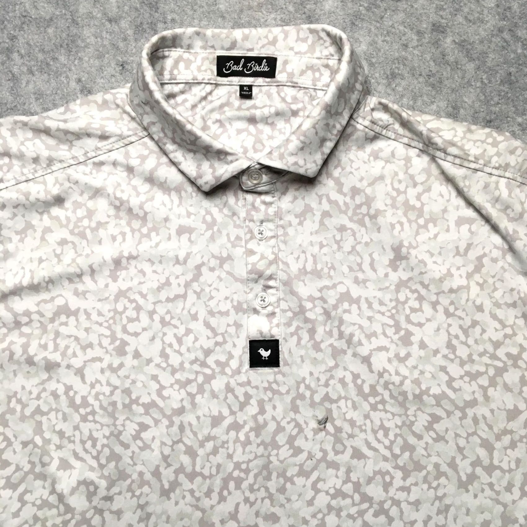 Vintage Bad Birdie Polo Shirt Mens XL Gray Camo Short Sleeve Performance Golf Stretch Polo Shirt Style XL Mens Gray Camouflage Sports Shirt Size US XL / EU 56 / 4 - 3 Thumbnail