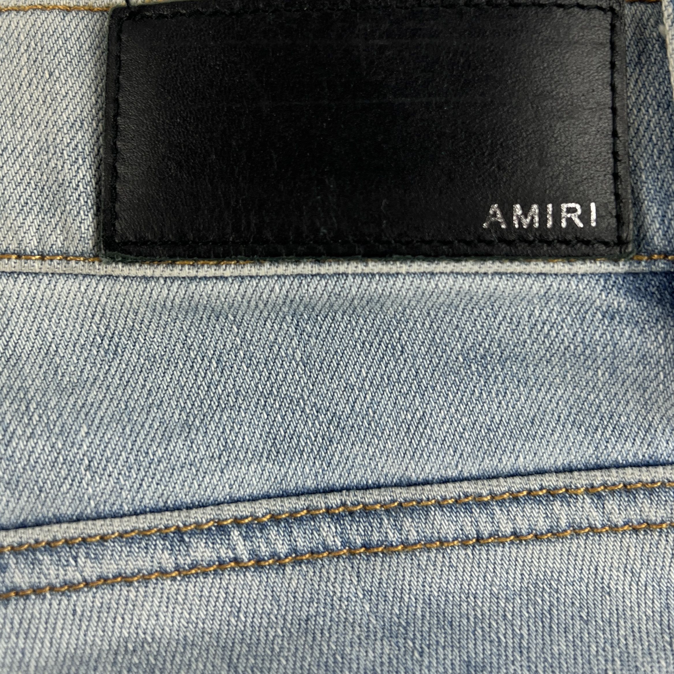 Amiri Amiri Blue Distressed Side Stripe Jeans Size US 33 - 6 Thumbnail