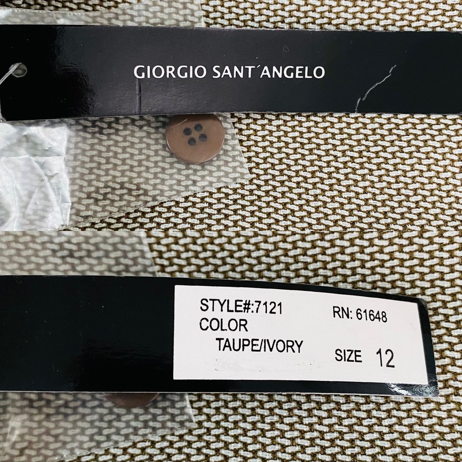 Other Vintage Giorgio Sant'Angelo Blazer 12 Taupe Ivory Weave New Size XL / US 12-14 / IT 48-50 - 5 Thumbnail