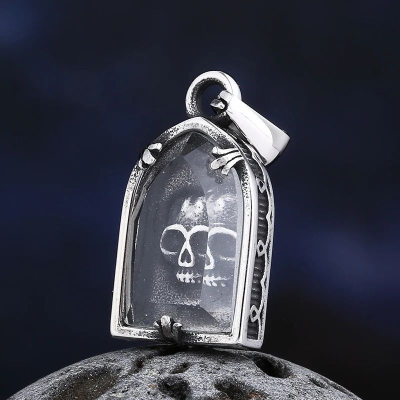 Jewelry Skull Glass Charm Pendant Necklace 2025 Size ONE SIZE - 3 Thumbnail