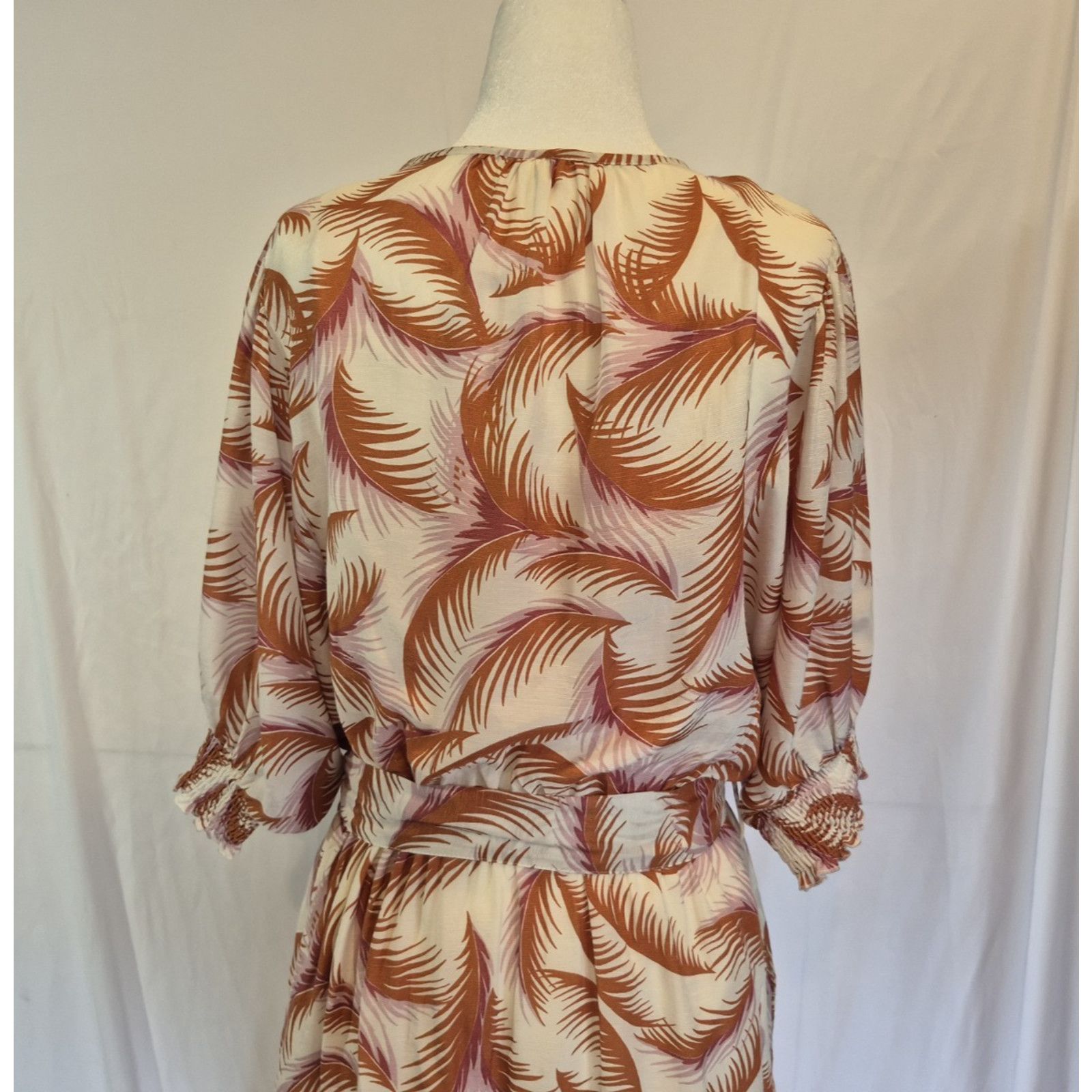 Anthropologie Anthropologie Orange & Pink Nicole Palm Shirtdress Medium Size M / US 6-8 / IT 42-44 - 8 Thumbnail