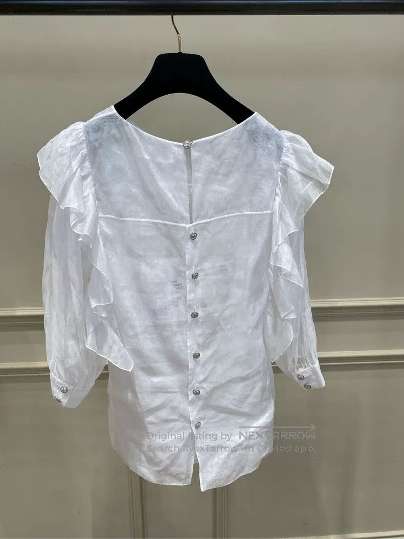 Chanel Chanel 23b white medium-sleeved ruffled shirt Size XS / US 0-2 / IT 36-38 - 2 Thumbnail