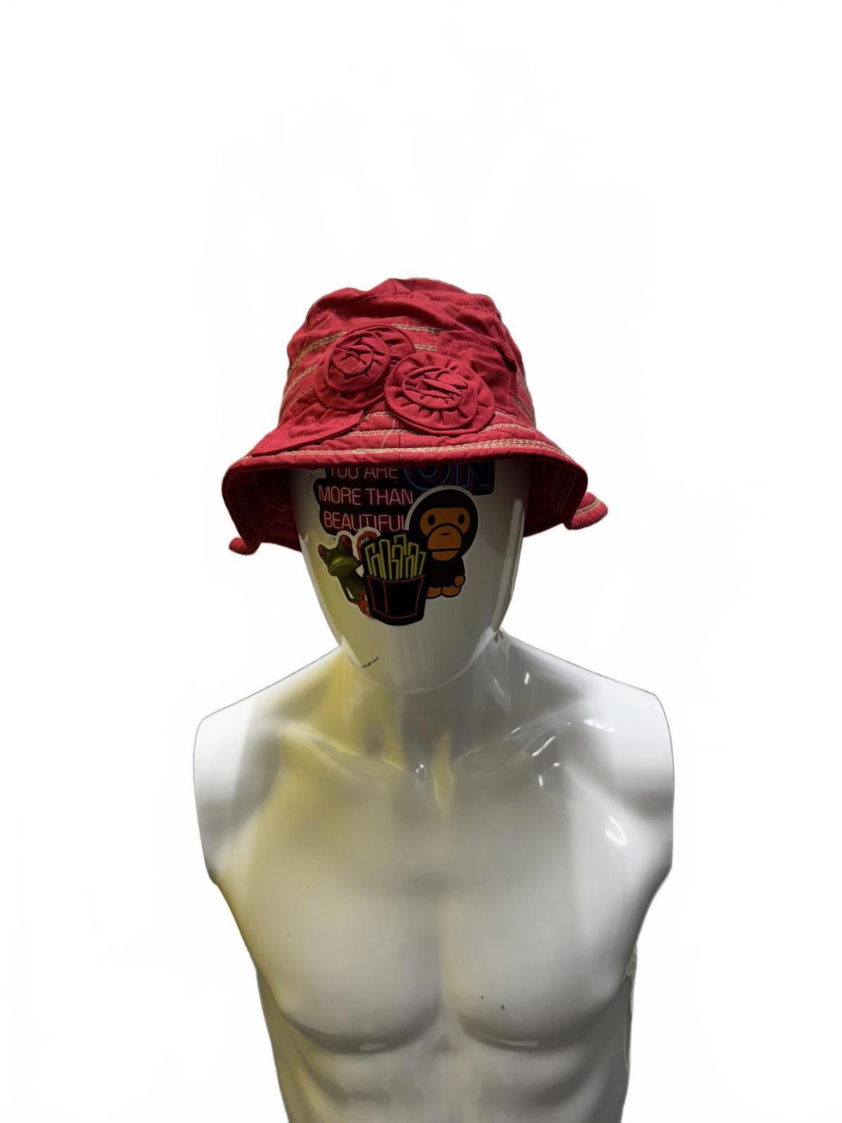 Designer Red Decorative Bucket Hat Size ONE SIZE - 2 Thumbnail