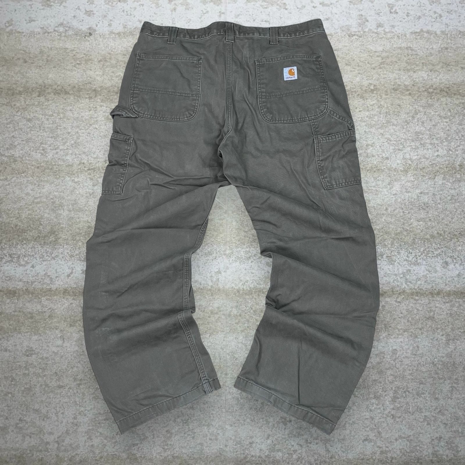Vintage 90s Carhartt Carpenter Pant 38x30 Baggy Green Canvas