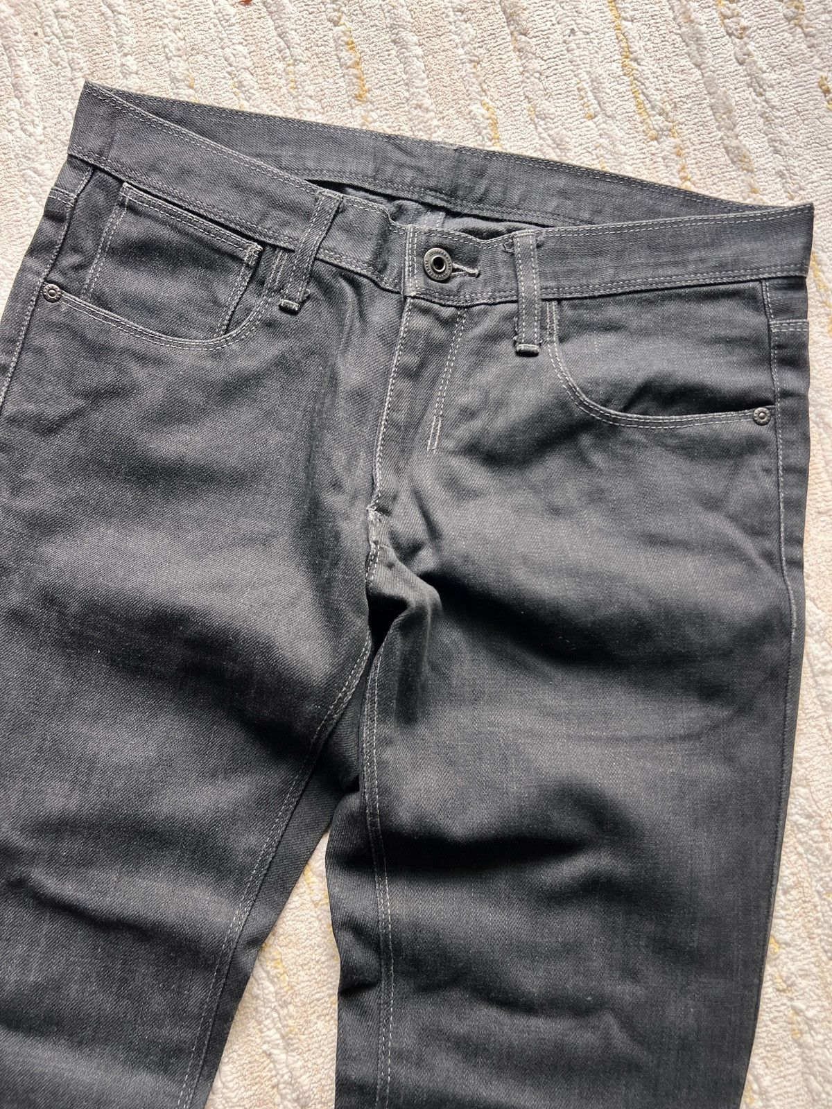 Black Barrett × Neil Barrett Black Barret Waxed Slim Tappered Denim Jeans Size US 31 - 3 Thumbnail