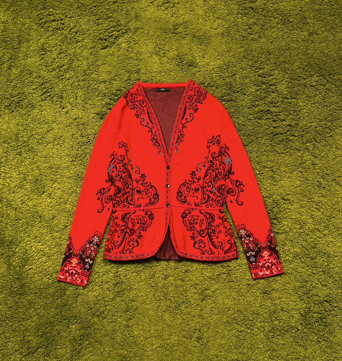 Designer Ivko avant garde jacquard cardigan sweater Size S / US 4 / IT 40 - 1 Thumbnail