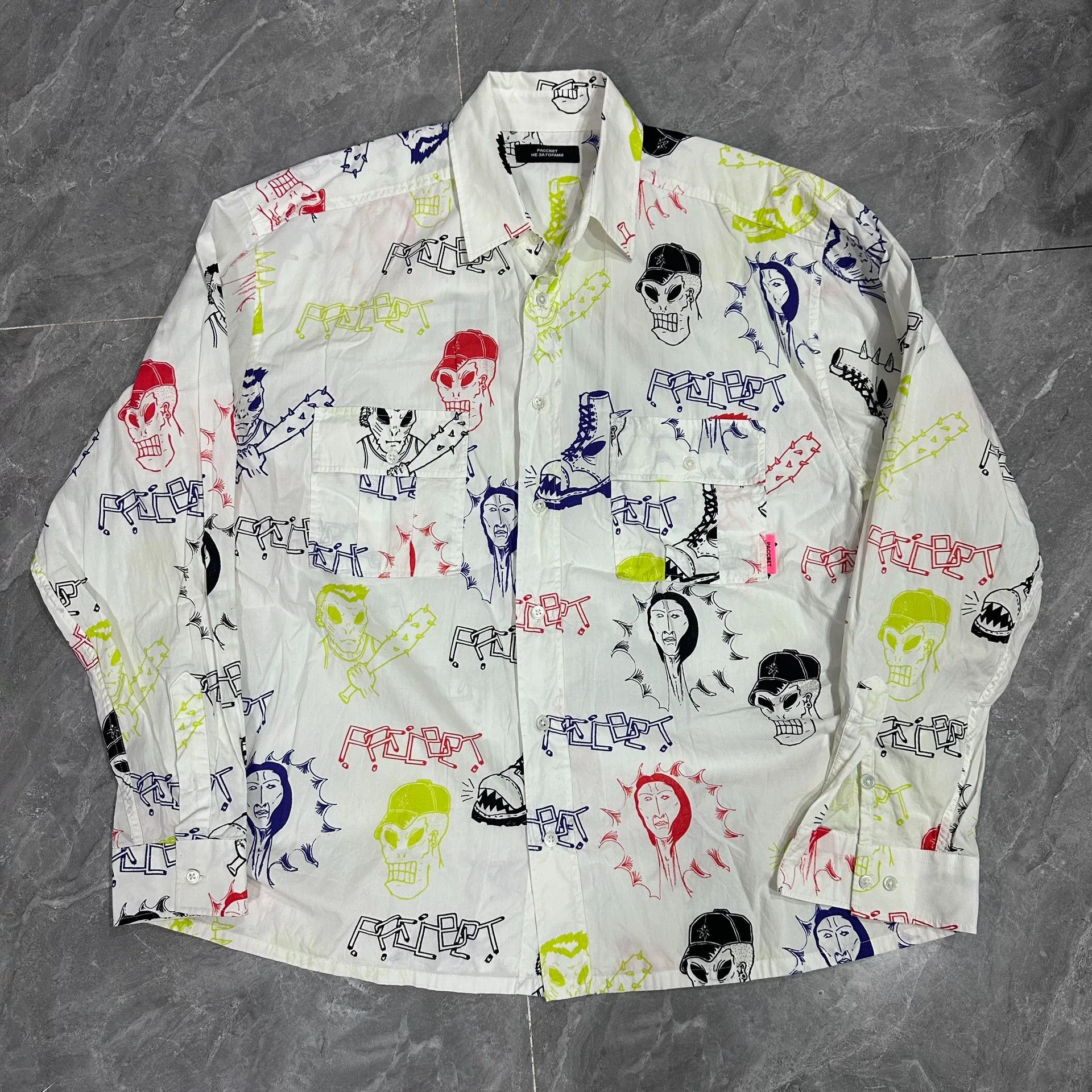 PACCBET Paccbet Gosha Graffiti White Long-Sleeve Shirt Size US L / EU 52-54 / 3 - 1 Thumbnail