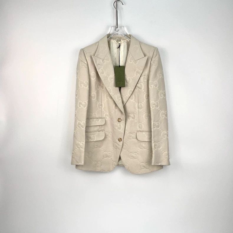 Gucci Gucci Beige full logo suit 2502-Nextarrow Size 42R - 3 Thumbnail