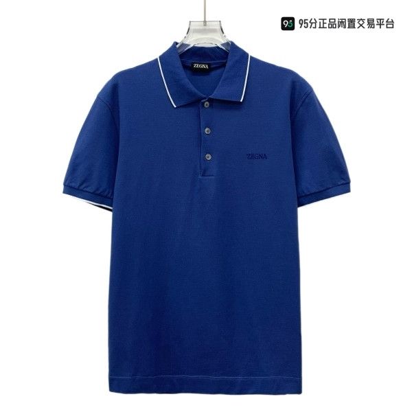 Ermenegildo Zegna Zegna Men's Solid Logo Stripe Short-Sleeve Polo Size US M / EU 48-50 / 2 - 1 Thumbnail