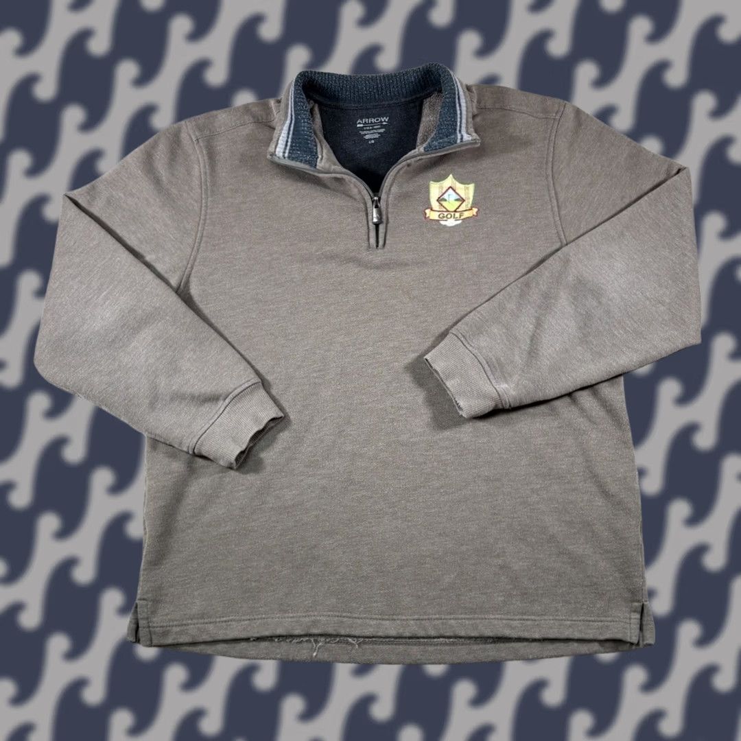 Arrow Arrow Quarter Zip Pullover Sweater Golf Embroidered Brown Long Sleeve Large Mens Regular Size L Size US L / EU 52-54 / 3 - 1 Thumbnail