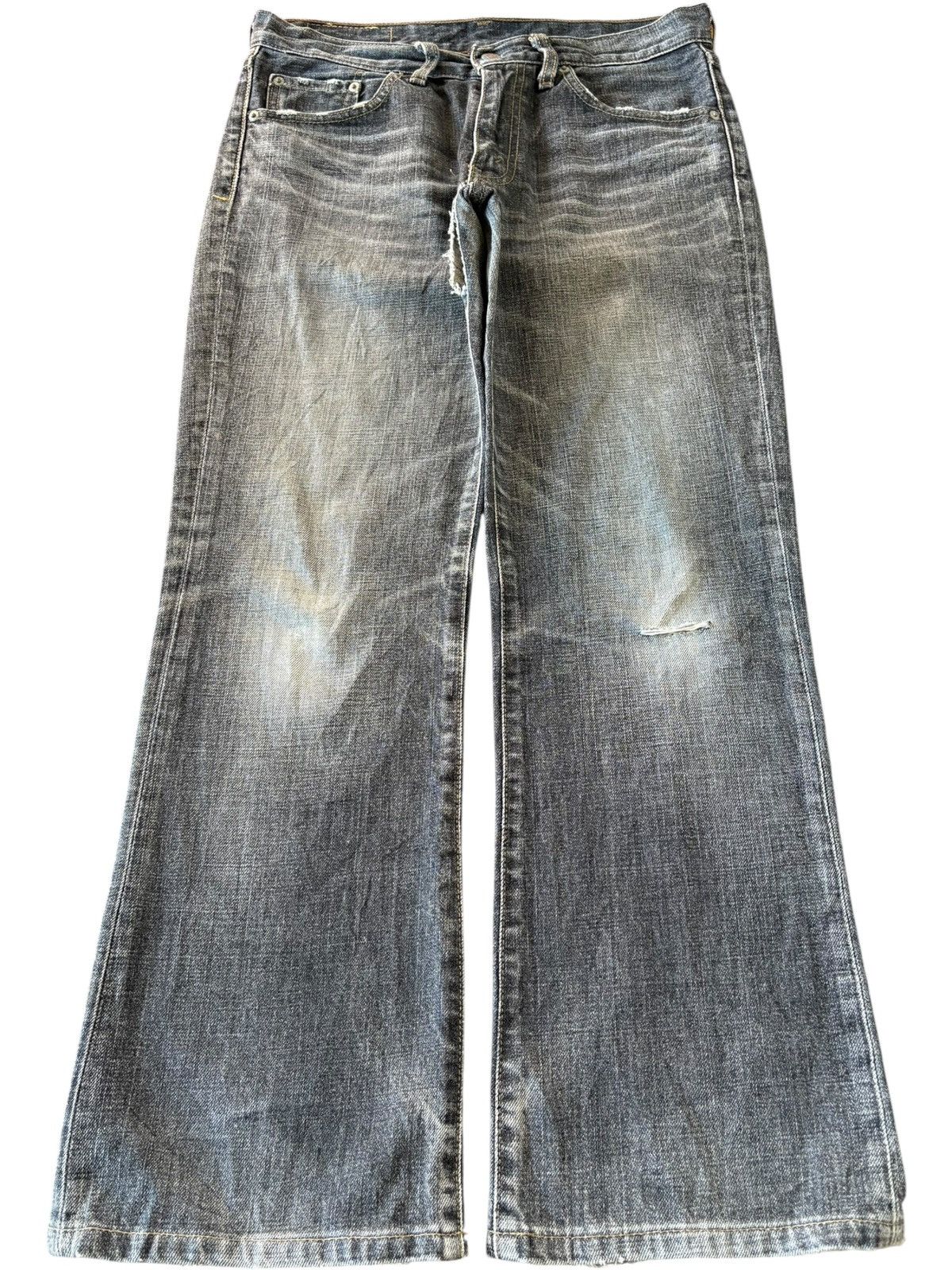 Levi's Vintage 90s Levis 517 Black Distressed Flare Jeans Size US 31 - 1 Thumbnail