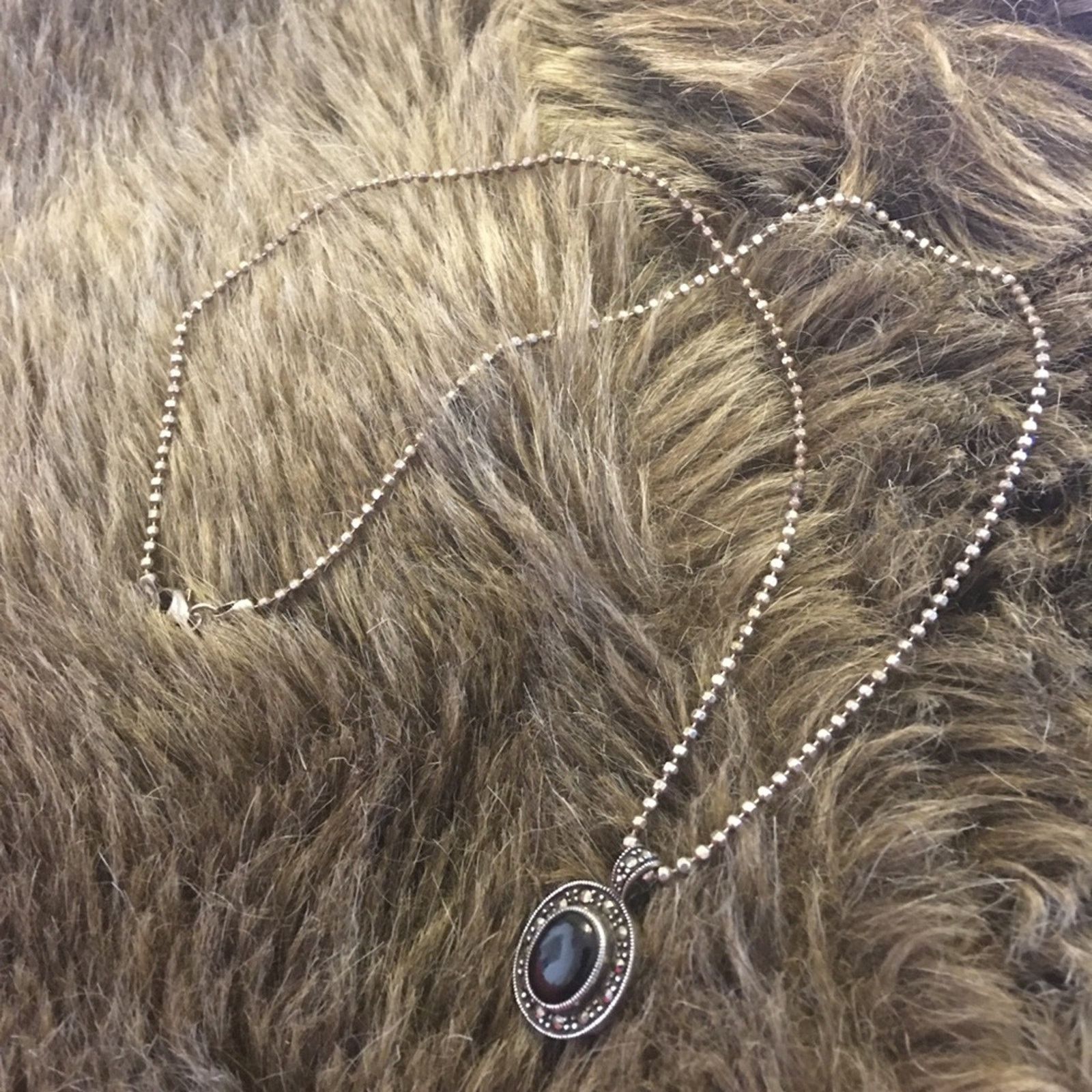 Vintage Vintage 80s black onyx marcasite pendant on chain Size ONE SIZE - 8 Thumbnail