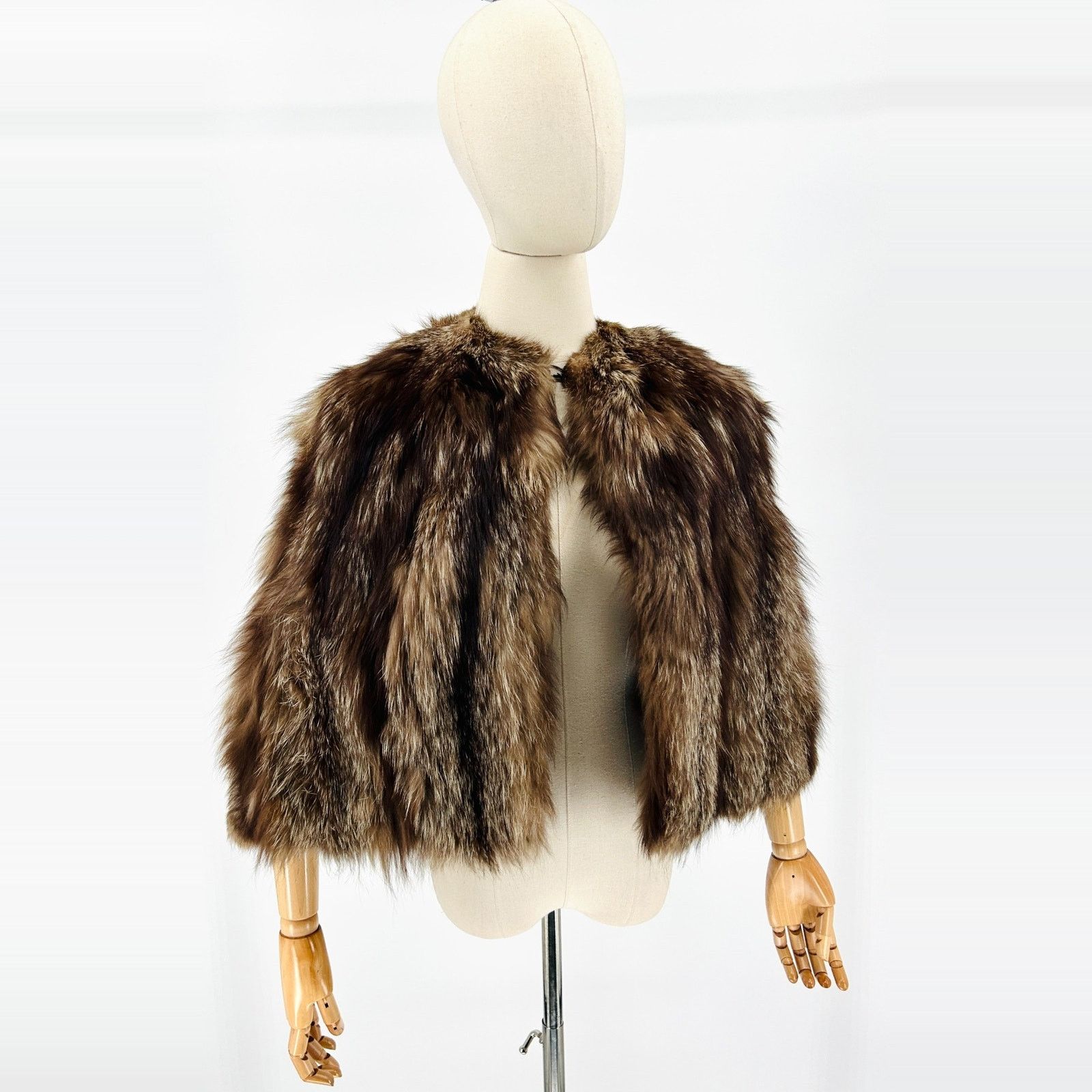 Vintage Vintage 50s Brown Genuine Fur Long Pile Glam Capelet Stole Size M / US 6-8 / IT 42-44 - 1 Thumbnail