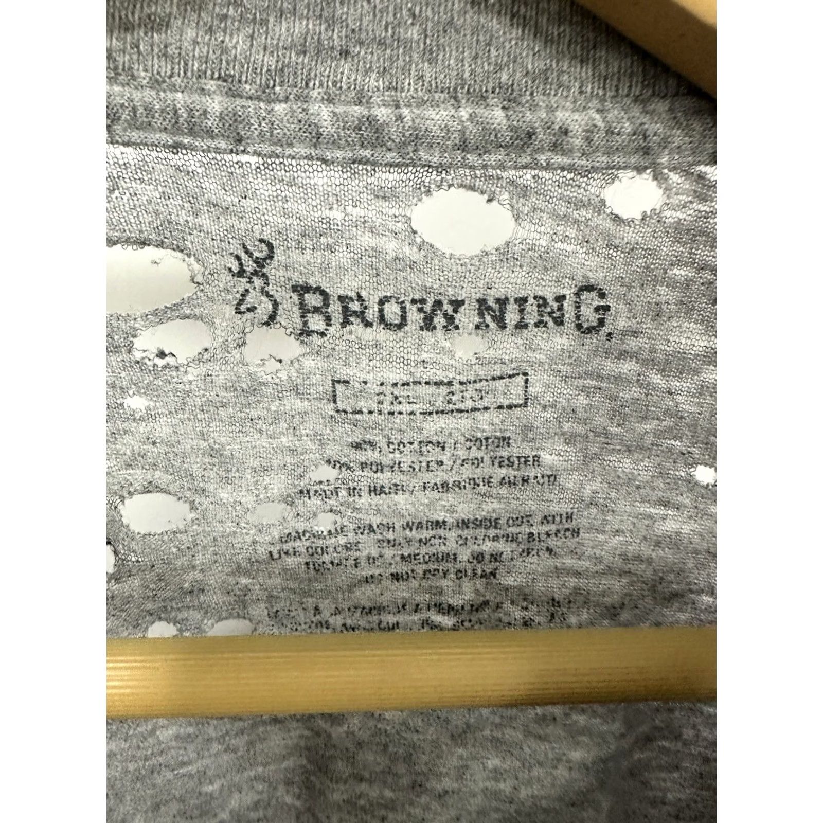 Vintage VTG Browning Work T-Shirt 2XL Gray Mens Short Sleeve Distressed Grunge Hole Worn Casual Shirt Size US XXL / EU 58 / 5 - 6 Thumbnail