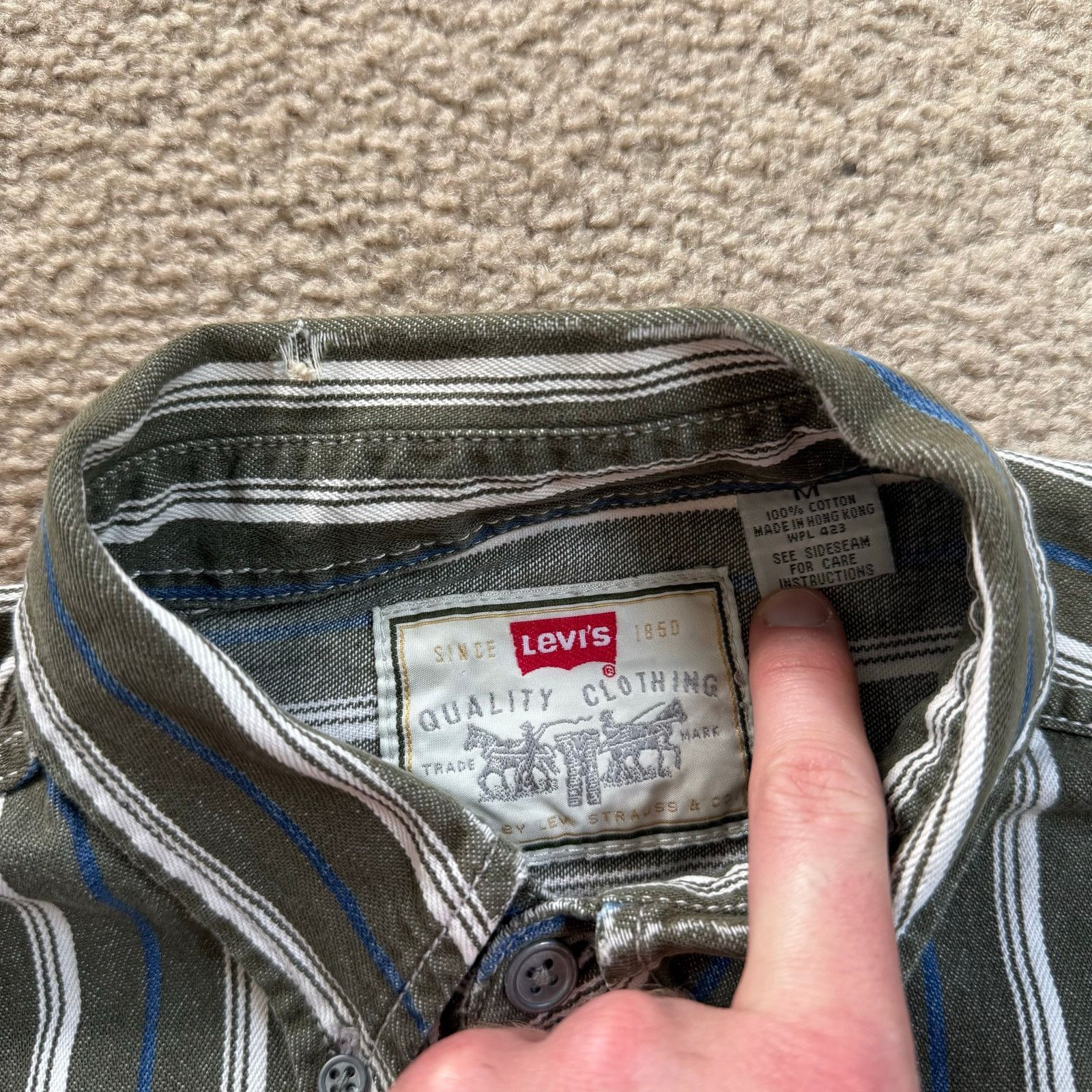 Levi's vtg Levi’s Vertical Striped Cotton Longsleeve Button Up Sz M Size US M / EU 48-50 / 2 - 3 Thumbnail