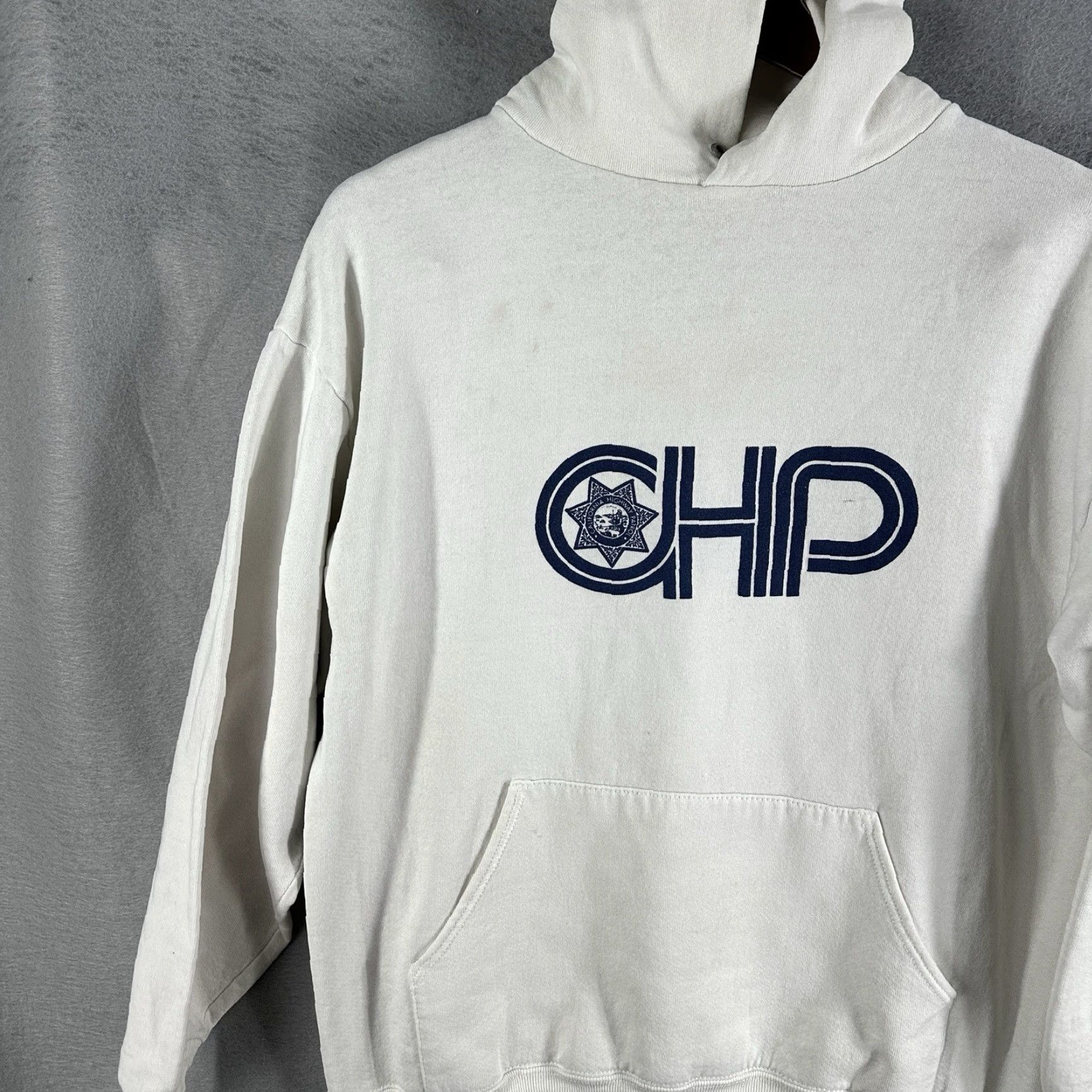 Jerzees VINTAGE Jerzees CHP Hoodie Mens Large Fleece Pullover Highway Patrol Training White Cotton Polyester Logo 90s Retro Sports USA Chest Patch Mens Hoodie Size US L / EU 52-54 / 3 - 2 Thumbnail