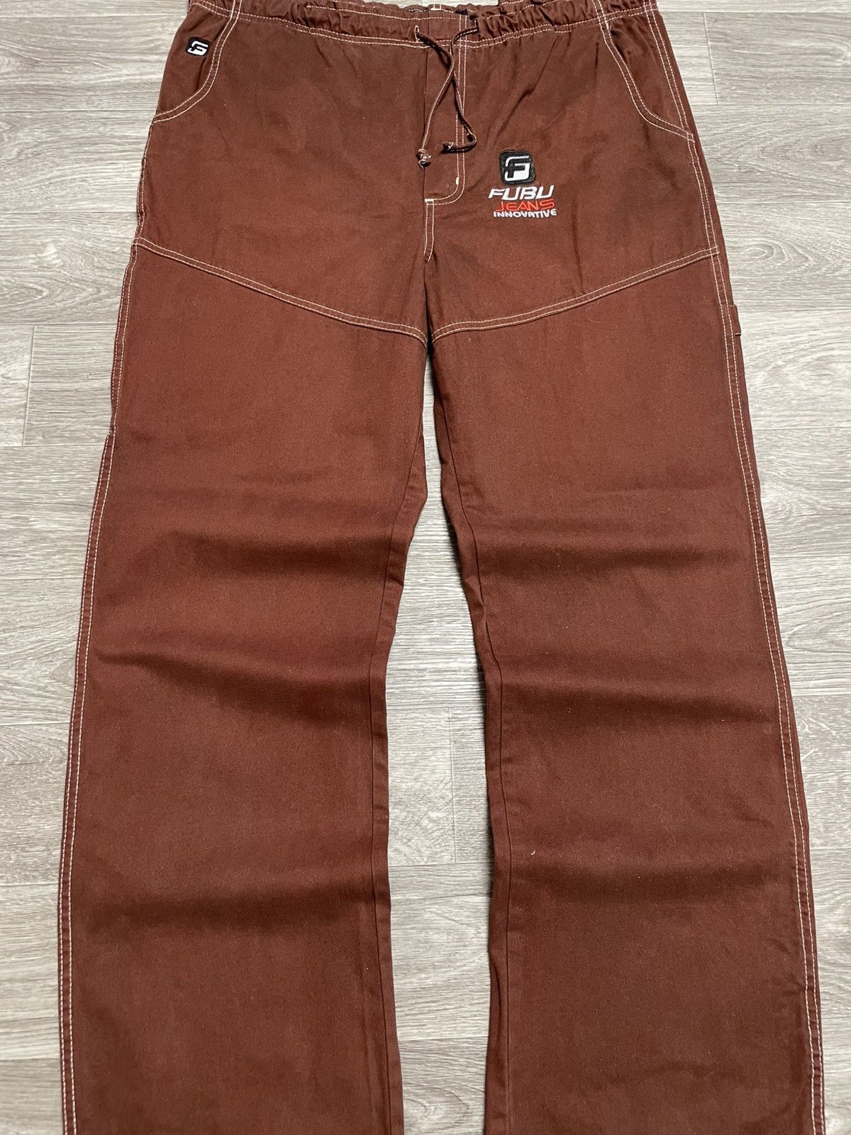 Fubu Vintage FUBU Brown Carpenter Pants Rap 90s Size US 35 - 4 Thumbnail