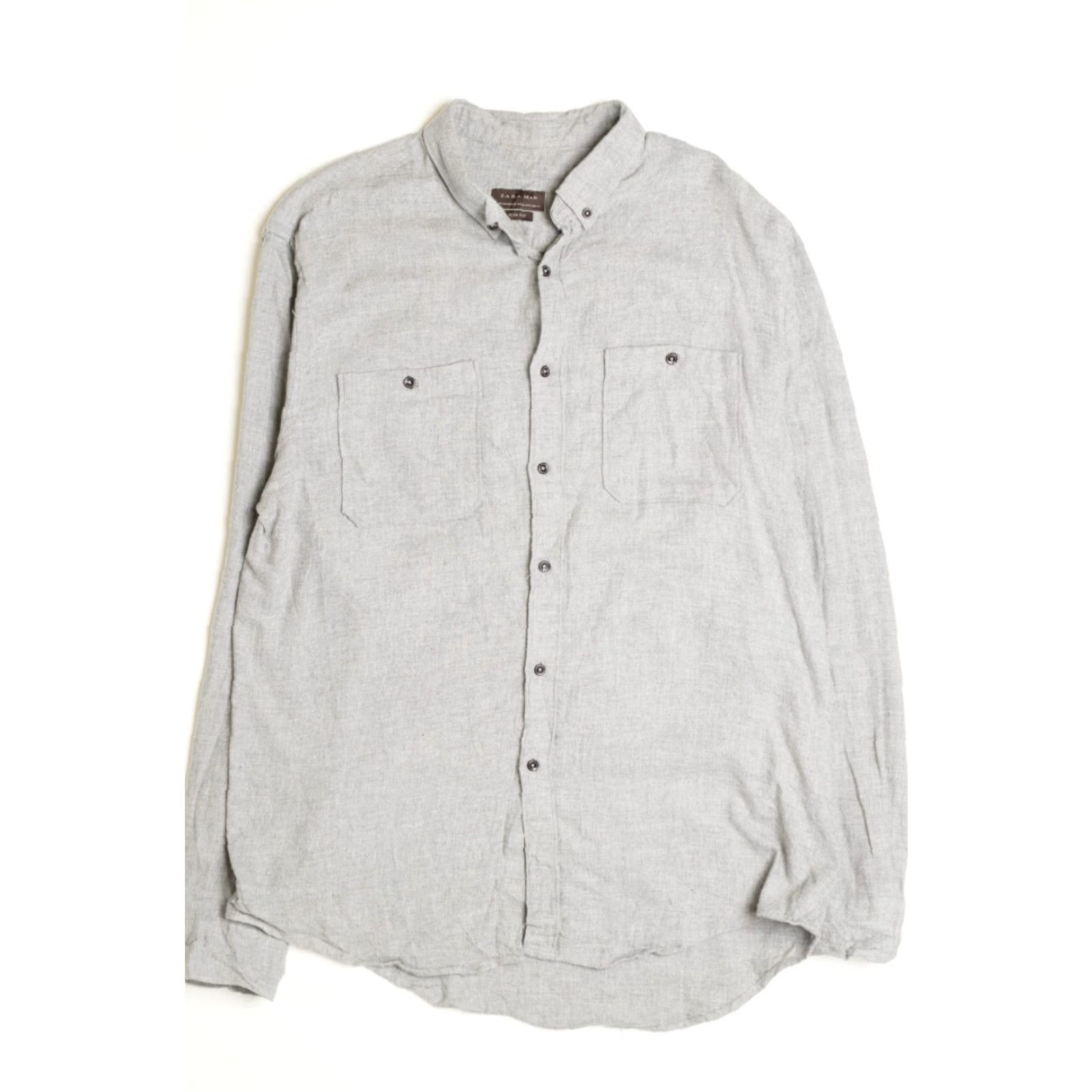 Zara VINTAGE Zara Man Gray Flannel Shirt X-Large Button-Down Casual Top Mens Size US XL / EU 56 / 4 - 2 Thumbnail