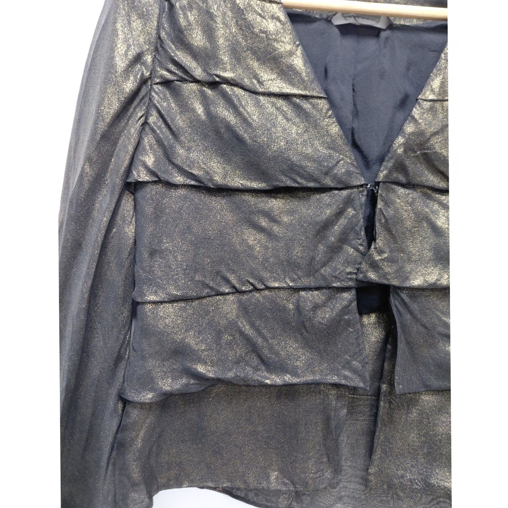 Vintage VINTAGE Per Se Metallic Silk Jacket Black Women Size 6 Size M / US 6-8 / IT 42-44 - 3 Thumbnail