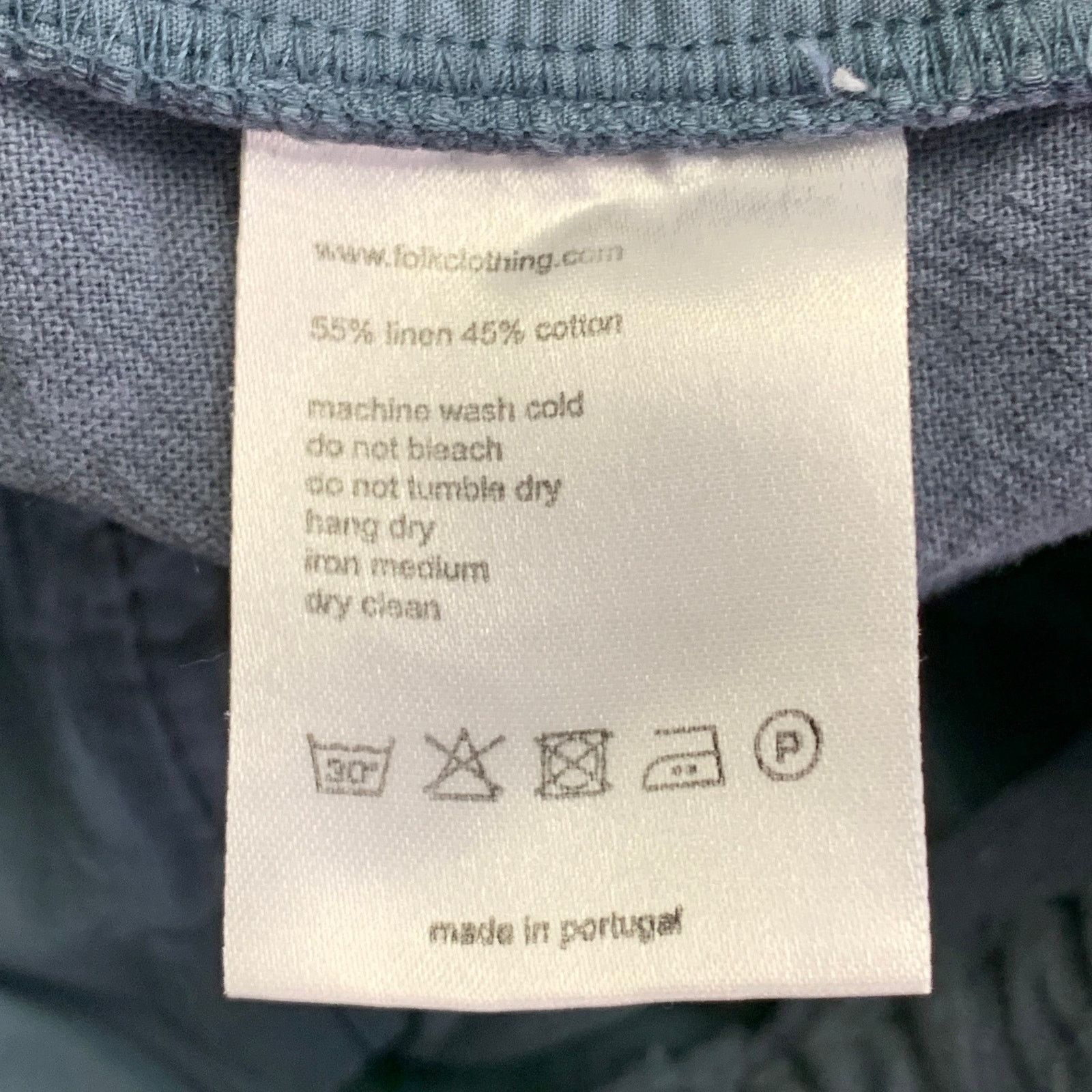 Folk Blue Grey Linen Cotton Tapered Drawstring Casual Pants Size US 32 / EU 48 - 5 Thumbnail