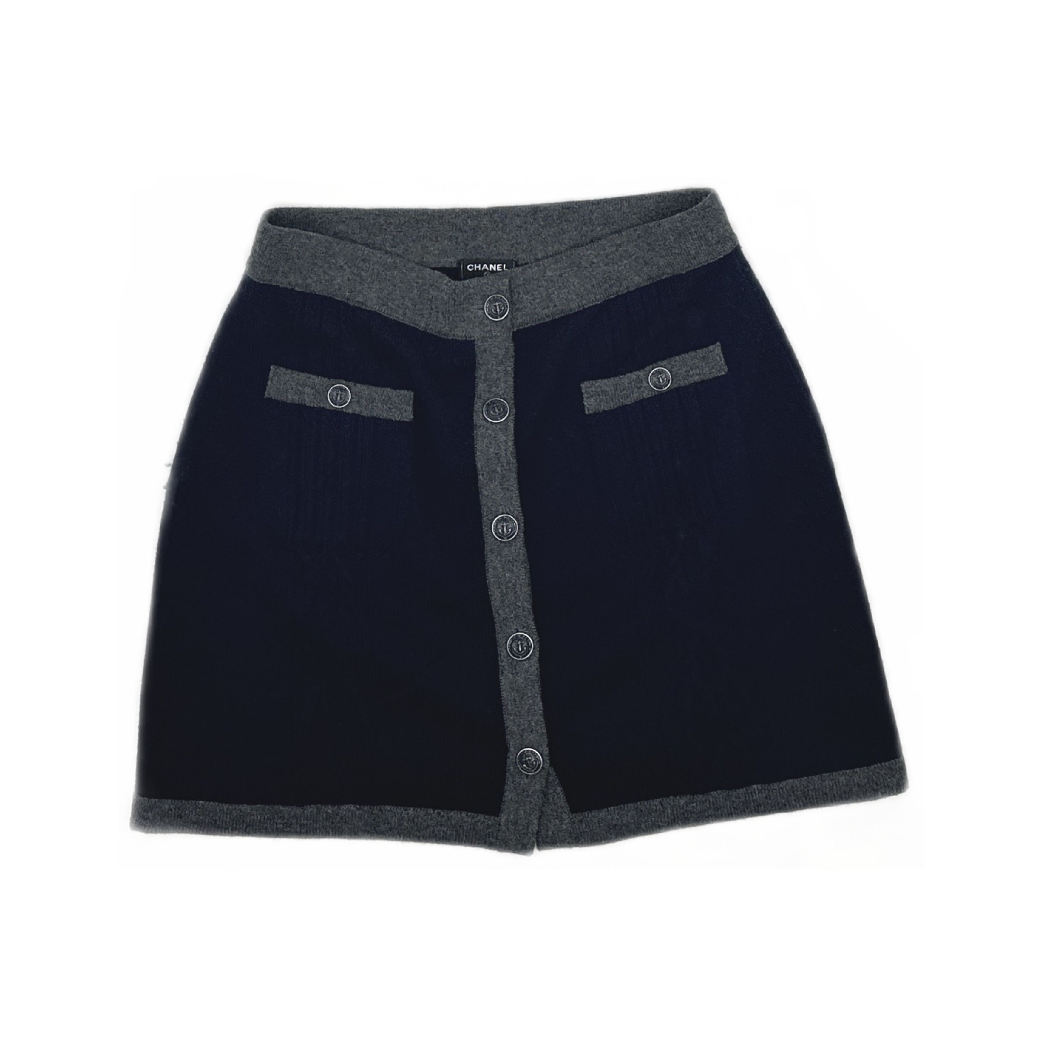 Chanel Chanel Navy Knit Mini Skirt Size 38 Size 27" / US 4 / IT 40 - 1 Thumbnail