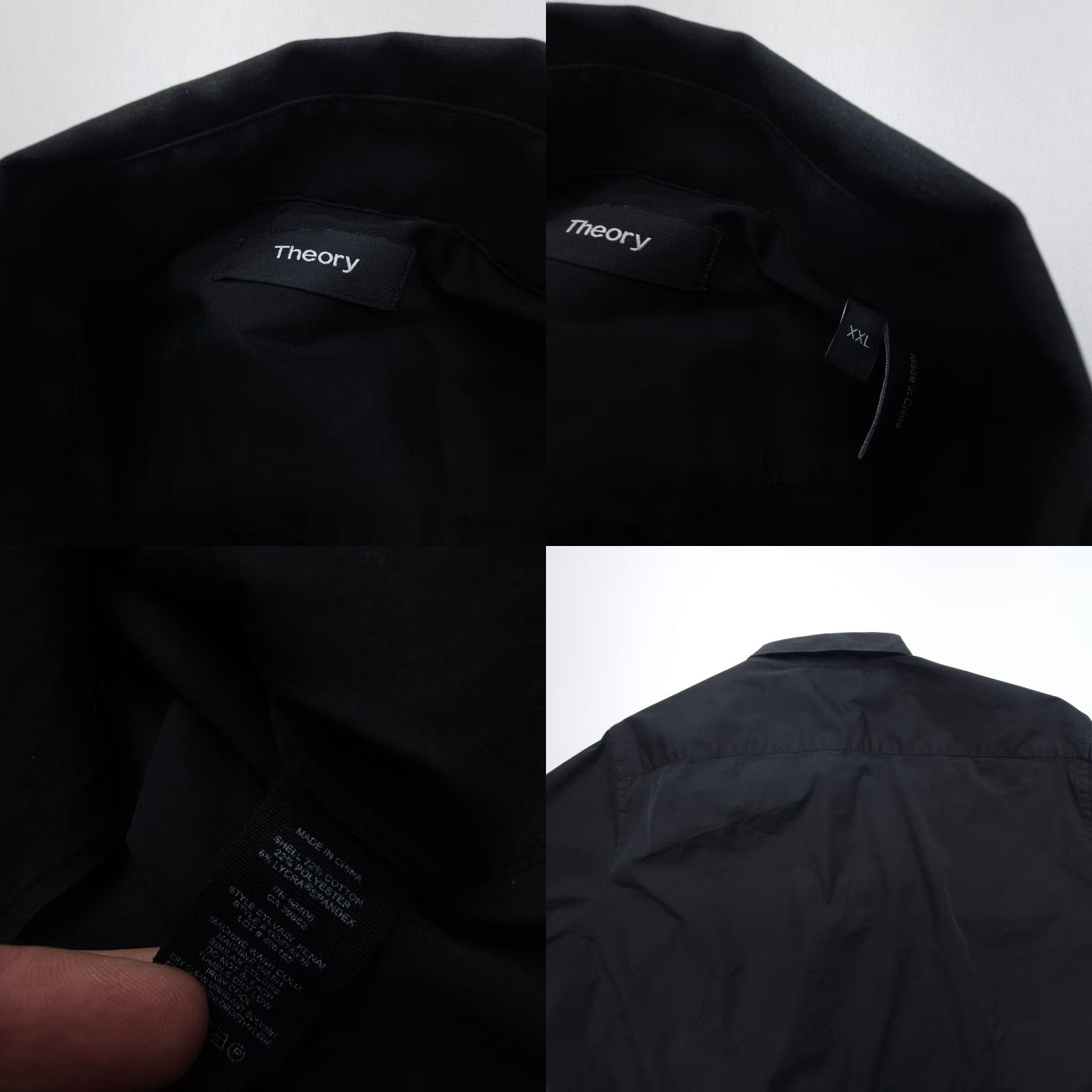 Theory Theory Dress Shirt Mens 2XL Solid Black Cotton Blend Long Sleeve Shirt Slim Button Cuff Barrell Collared Knit N/A Vintage No Size 48R - 8 Thumbnail
