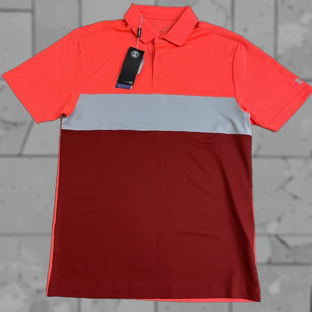 Under Armour VINTAGE Under Armour HeatGear Polo Shirt Men Small Orange Athletic Sports Size US S / EU 44-46 / 1 - 1 Thumbnail