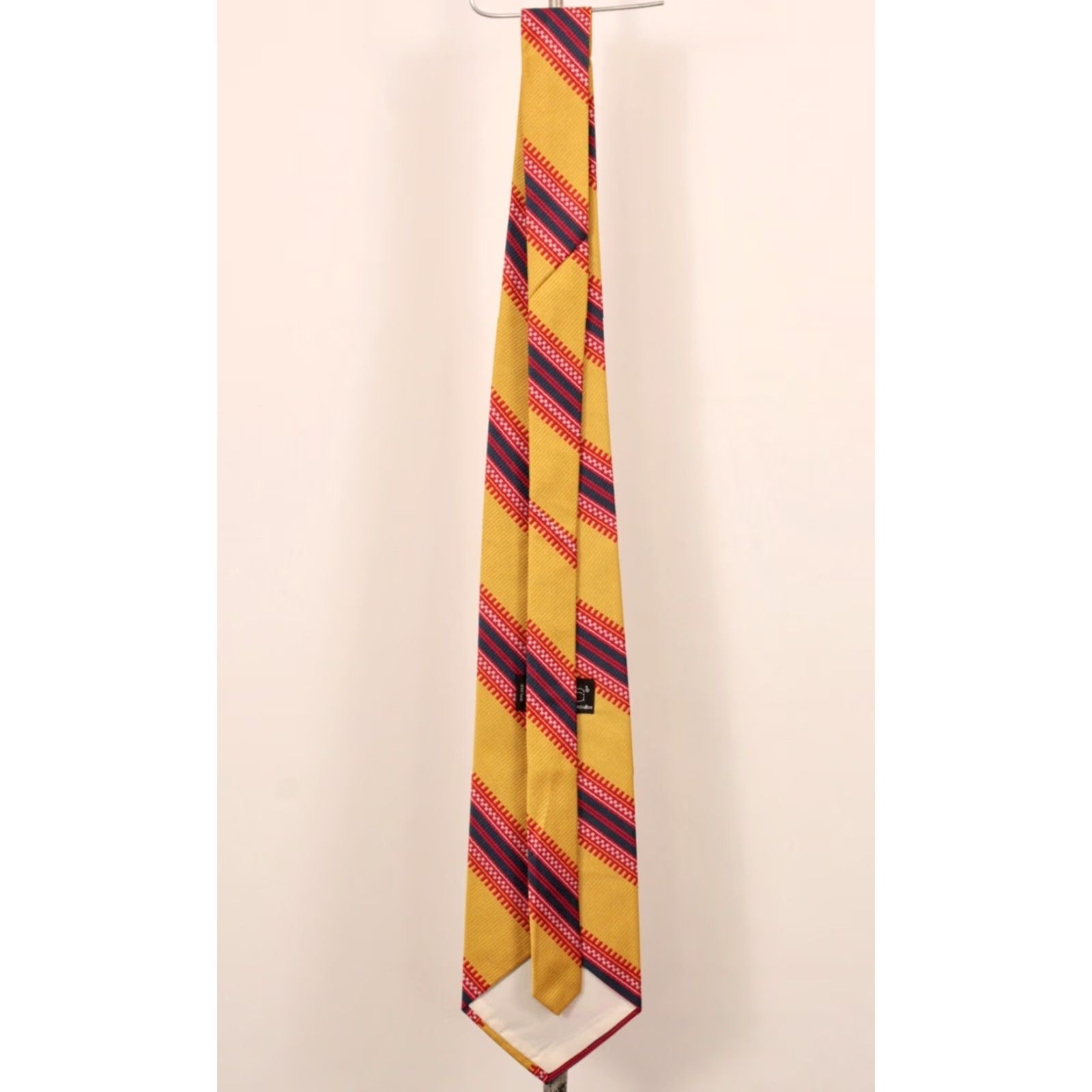 Vintage VTG Qiana 70s Tie Neck Tie Men's NOS Yellow Red Striped Wide 4.5" 53" Nylon Necktie Size ONE SIZE - 3 Thumbnail