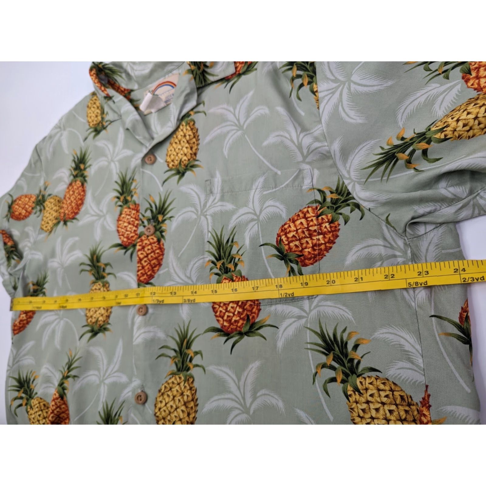 Paradise Found VINTAGE Paradise Found Men’s Hawaiian Shirt L Green Short Sleeve Button-Up Collared Tropical Pineapple Swingers Party/Cocktail Travel Casual Size US L / EU 52-54 / 3 - 5 Thumbnail