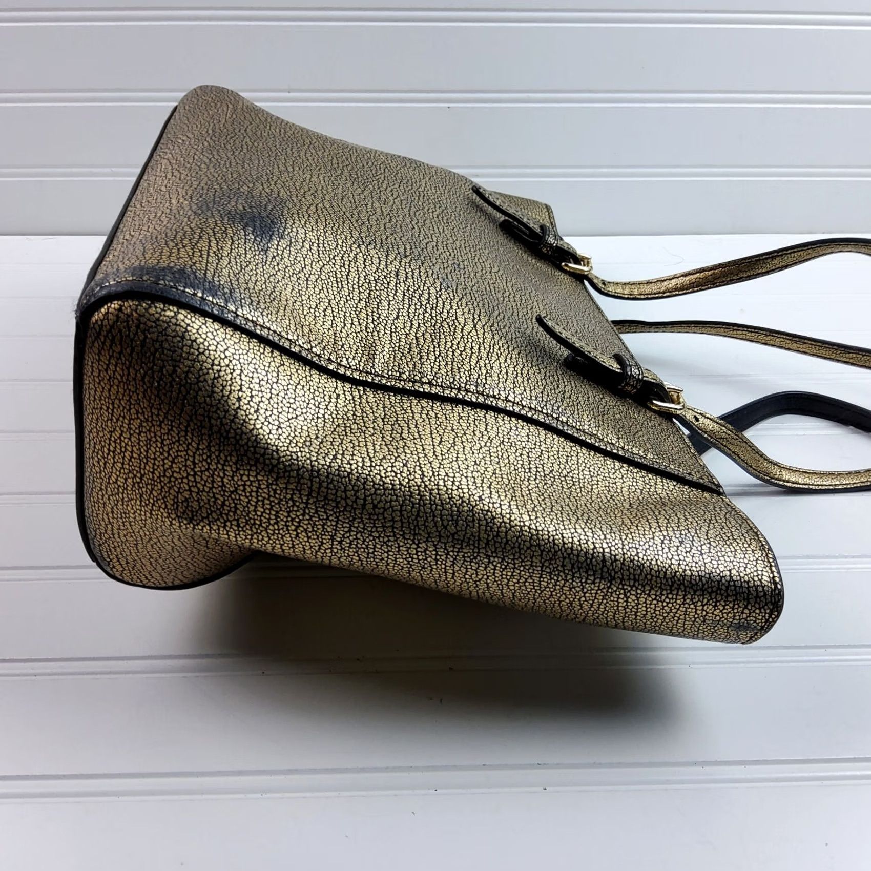 Coach Coach Tote Handbag Purse Metallic Leather Turn Lock Gold Leather Exterior Tote Women Size ONE SIZE - 6 Thumbnail