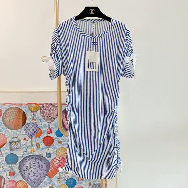 Chanel Blue and white striped knitted dress