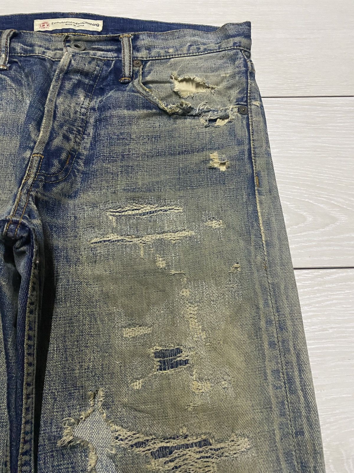 FDMTL Classic Straight Denim Crazy Mud Wash Jeans Size US 33 - 8 Thumbnail
