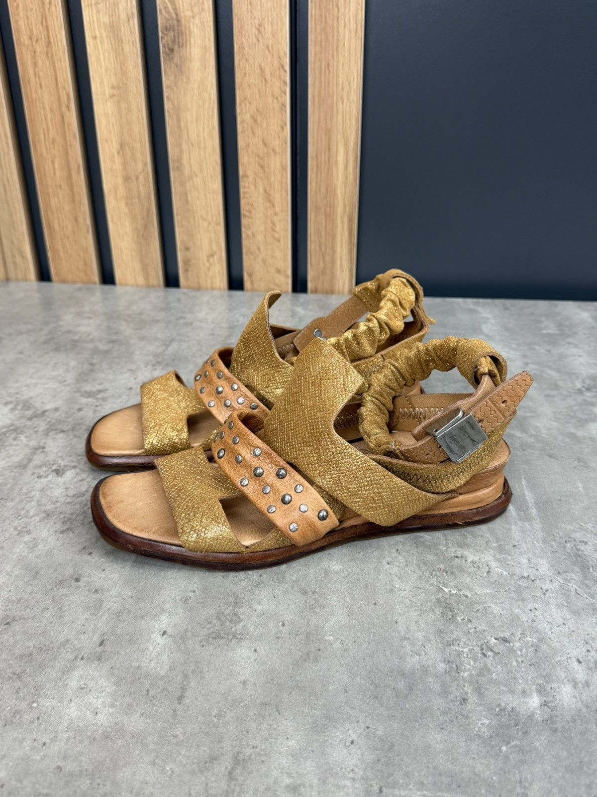 A.S.98 A.S.98 Airstep Buckle Strap Sandals Brown Gold Size 37 Size US 7 / IT 37 - 5 Thumbnail