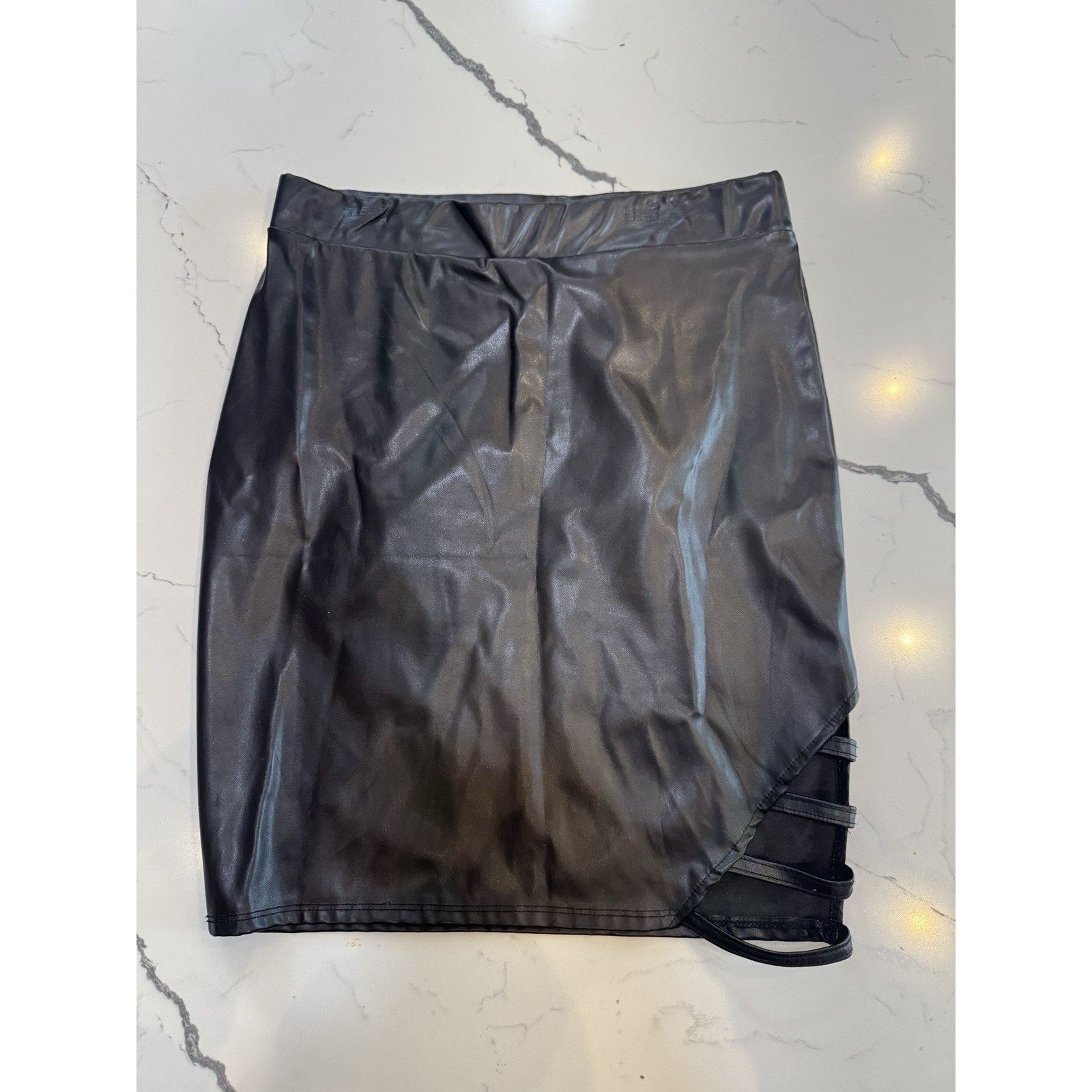 Other Charlotte Russe Skirt Womens L Faux Leather Mini Lace UpAsym Size 32" / US 10 / IT 46 - 1 Thumbnail
