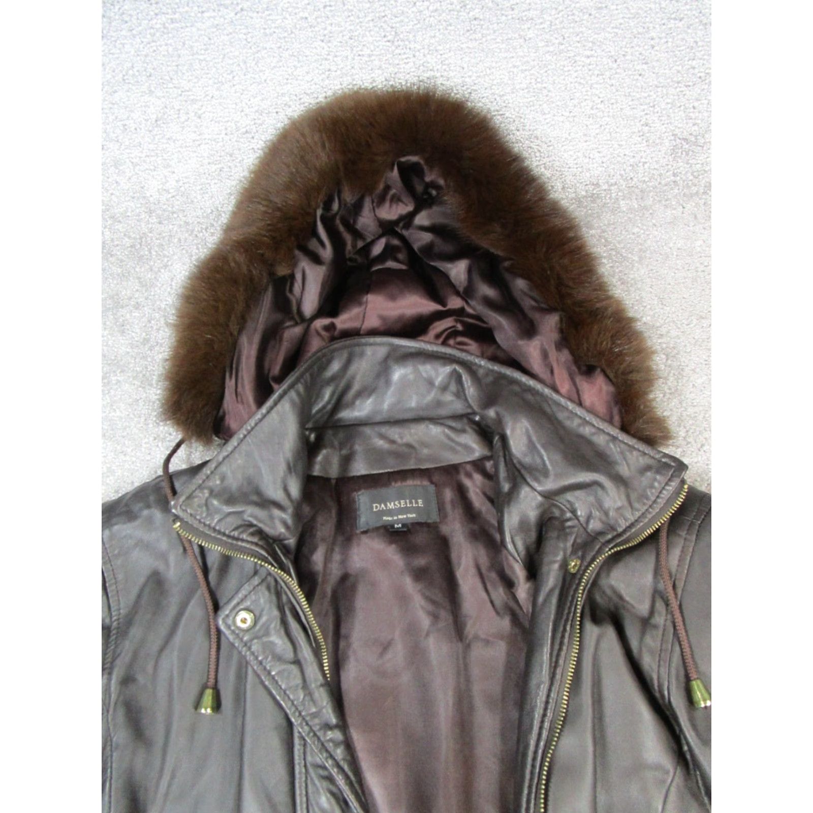 Vintage Damselle Jacket Women M Black Leather Faux Fur Thermolite Insulated Long Sleeve Zip Womens Size M / US 6-8 / IT 42-44 - 2 Thumbnail