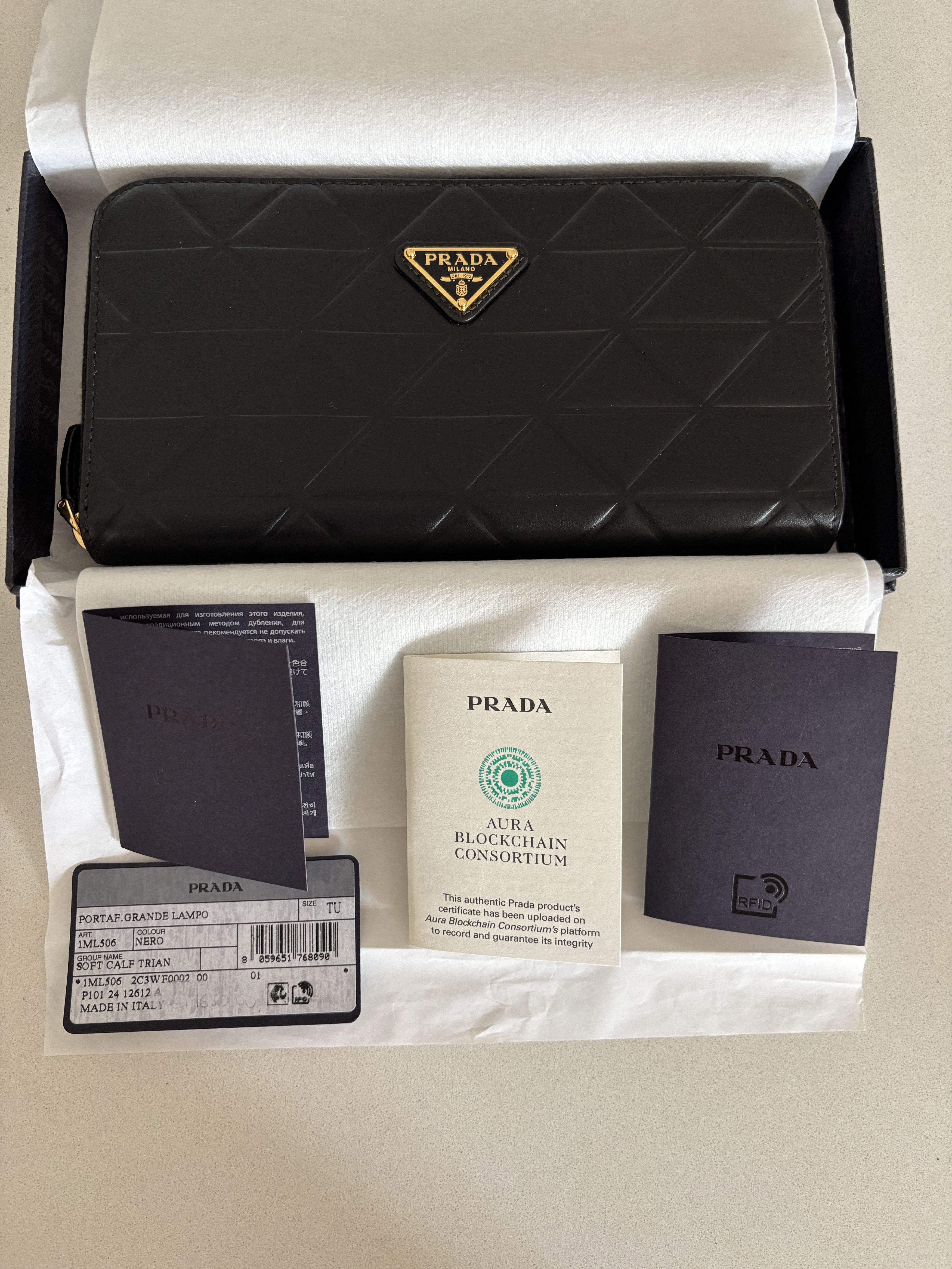 Prada Large Black Leather Wallet