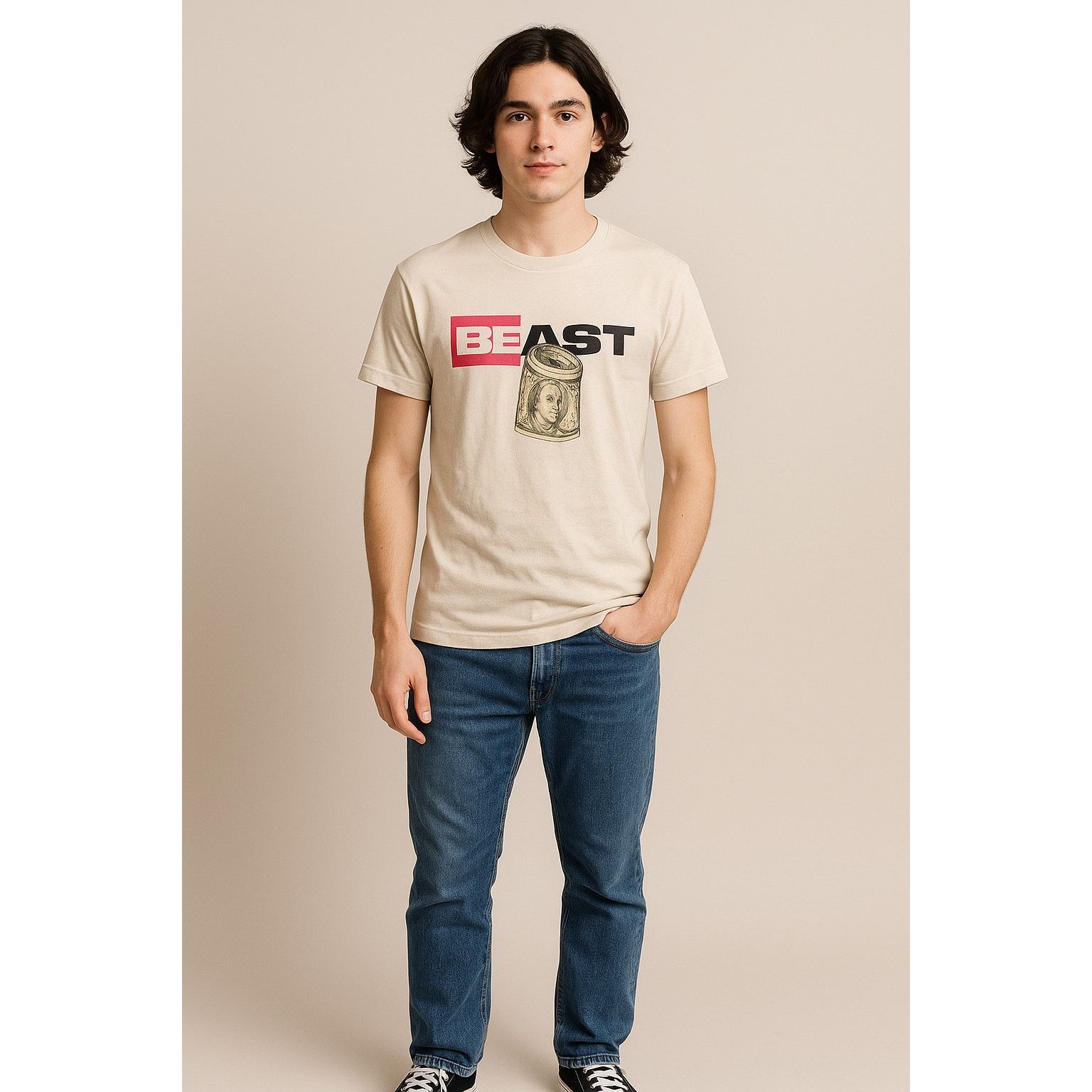 Other Streetwear Graphic Money Roll Tee Beige MrBeast Official XXS Size US XXS / EU 40 - 1 Thumbnail
